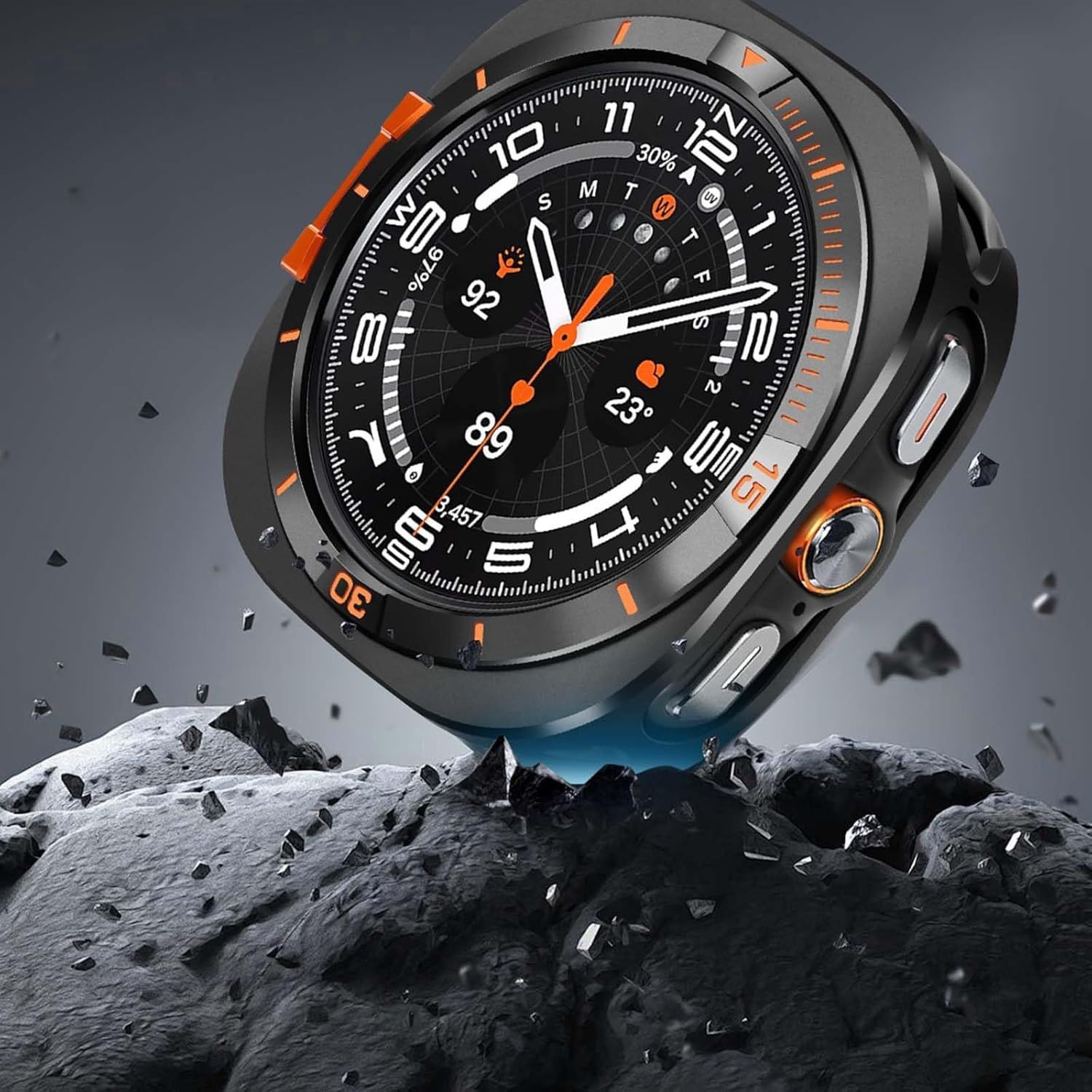 2 in 1 Metal Cover for Samsung Galaxy Watch Ultra 47mm Rugged Bumper Case