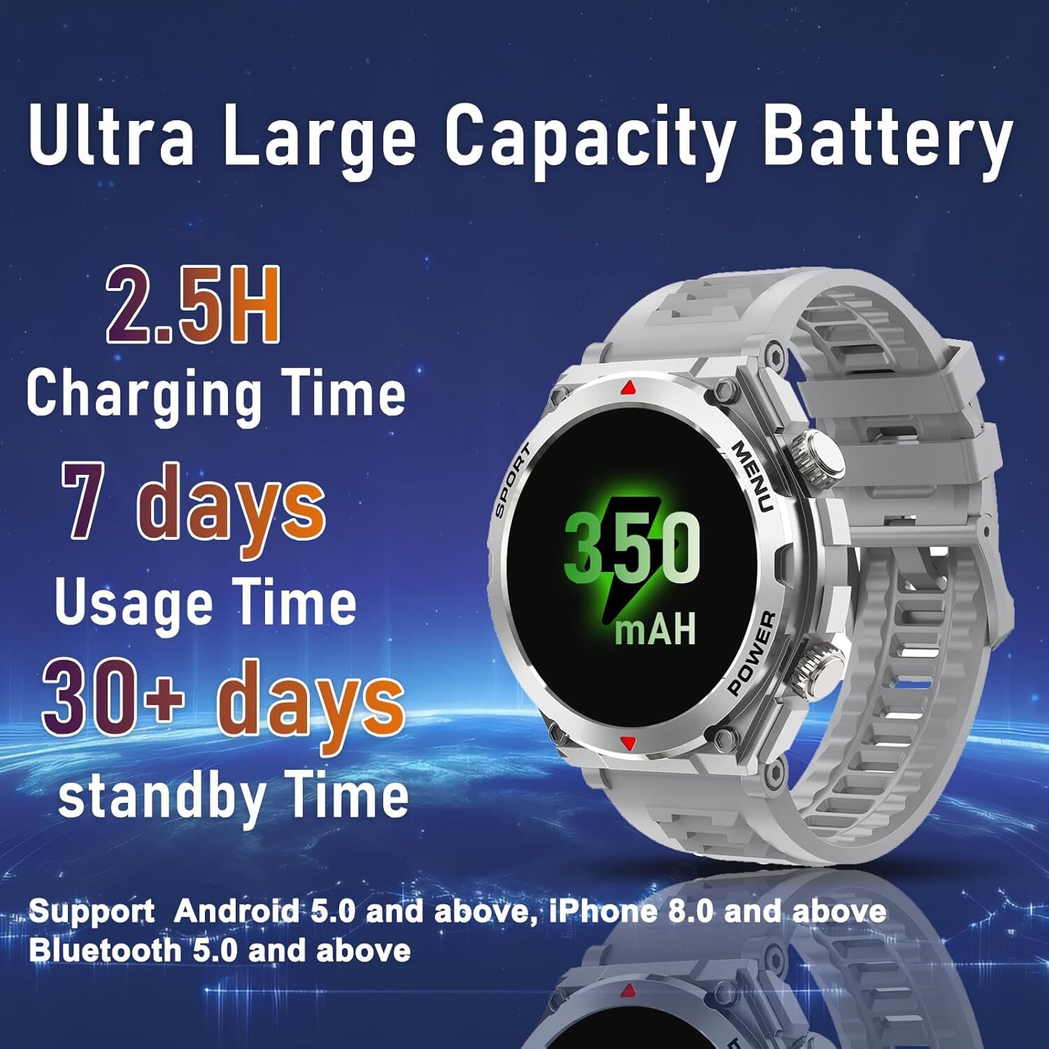 Military Smart Watch Waterproof Heart Rate Calls for Samsung Galaxy S24 Ultra