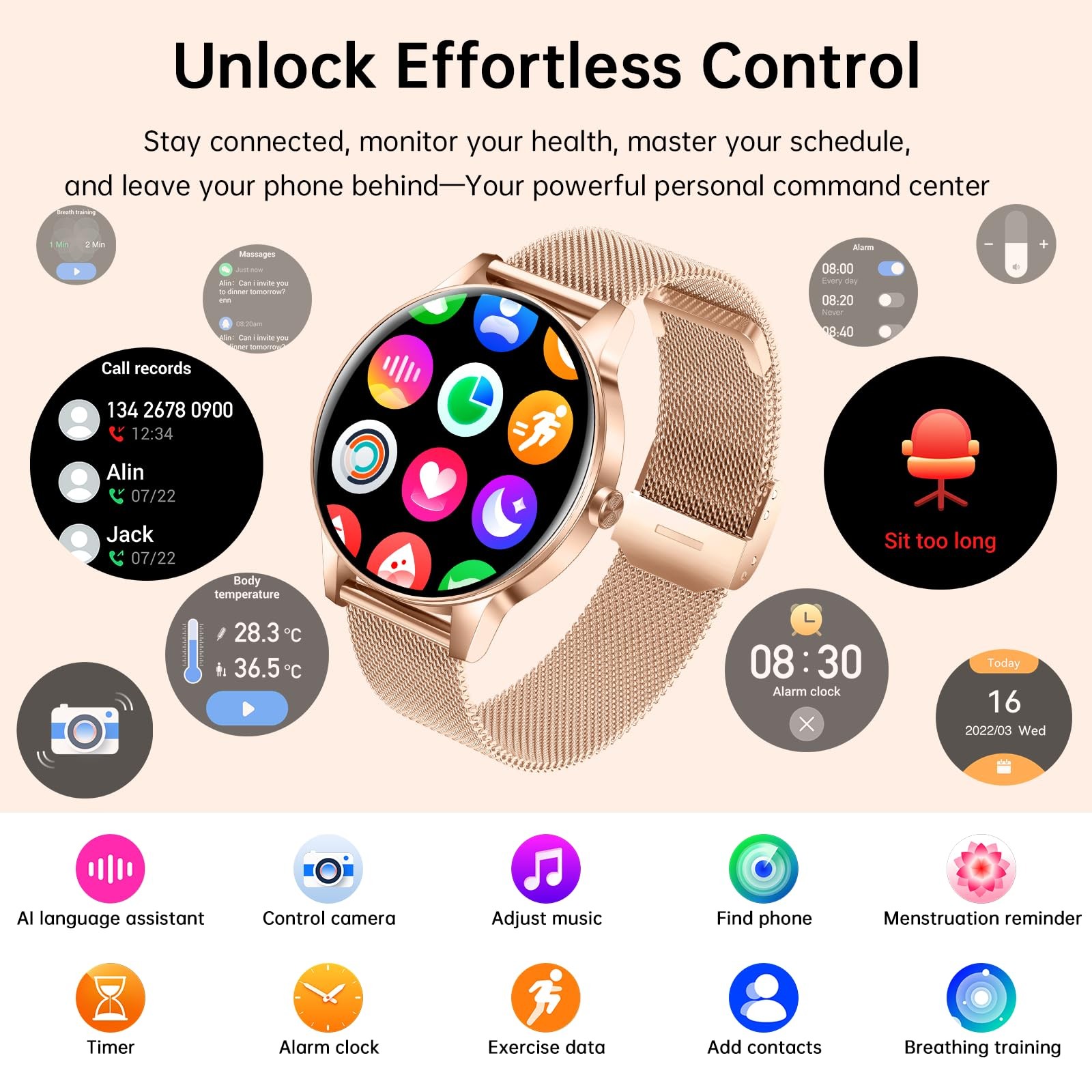 for (Answer/Make Calls), 1.27″ HD Screen Fitness Tracker with Heart Rate/Slee…