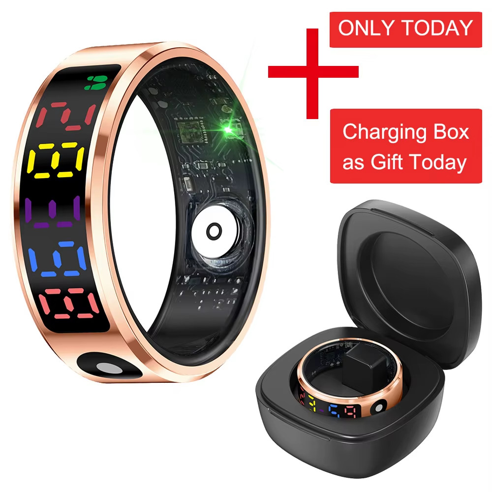 R12 Stainless Steel Smart Ring with Color Screen Smart Touch 5ATM IP68 Waterproo