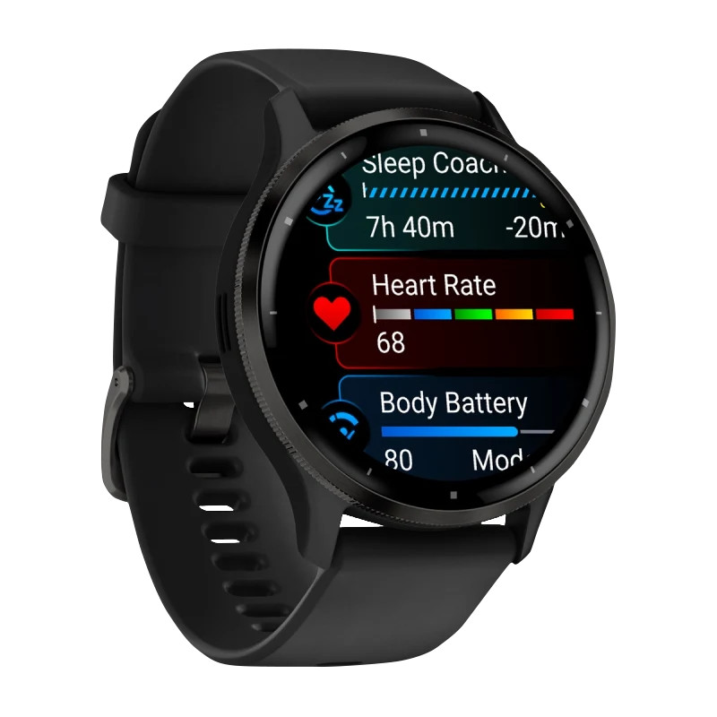 Garmin Venu 3, 45mm Slate Stainless Steel with Silicone Band (010-02784-01)