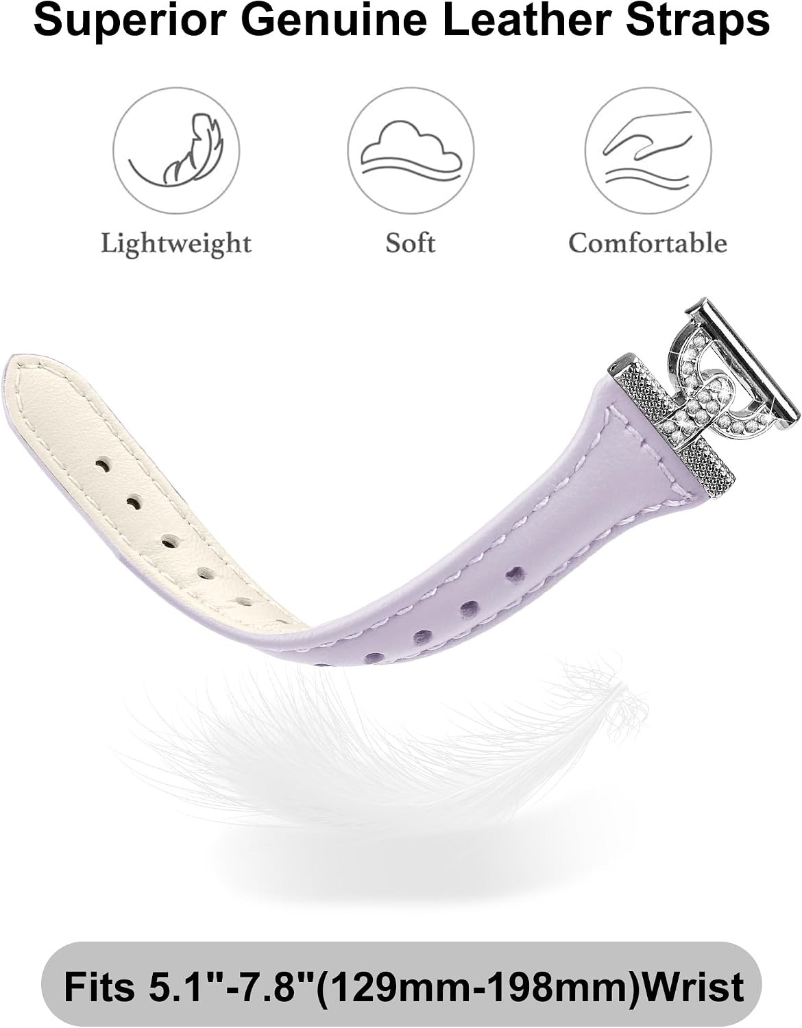 Genuine Leather Band for Samsung Galaxy Watch 7/6/5/4 40mm 44mm, Active2, 20mm