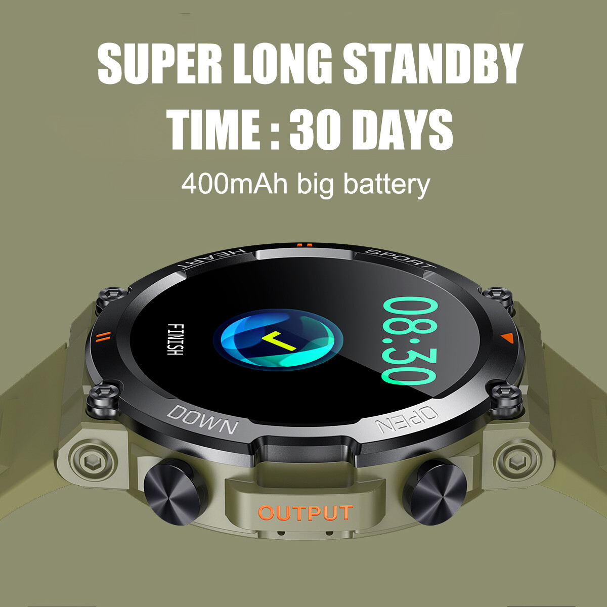 Men’s Waterproof Smart Watch Military Tactical Wristwatch Sport Fitness Tracker-