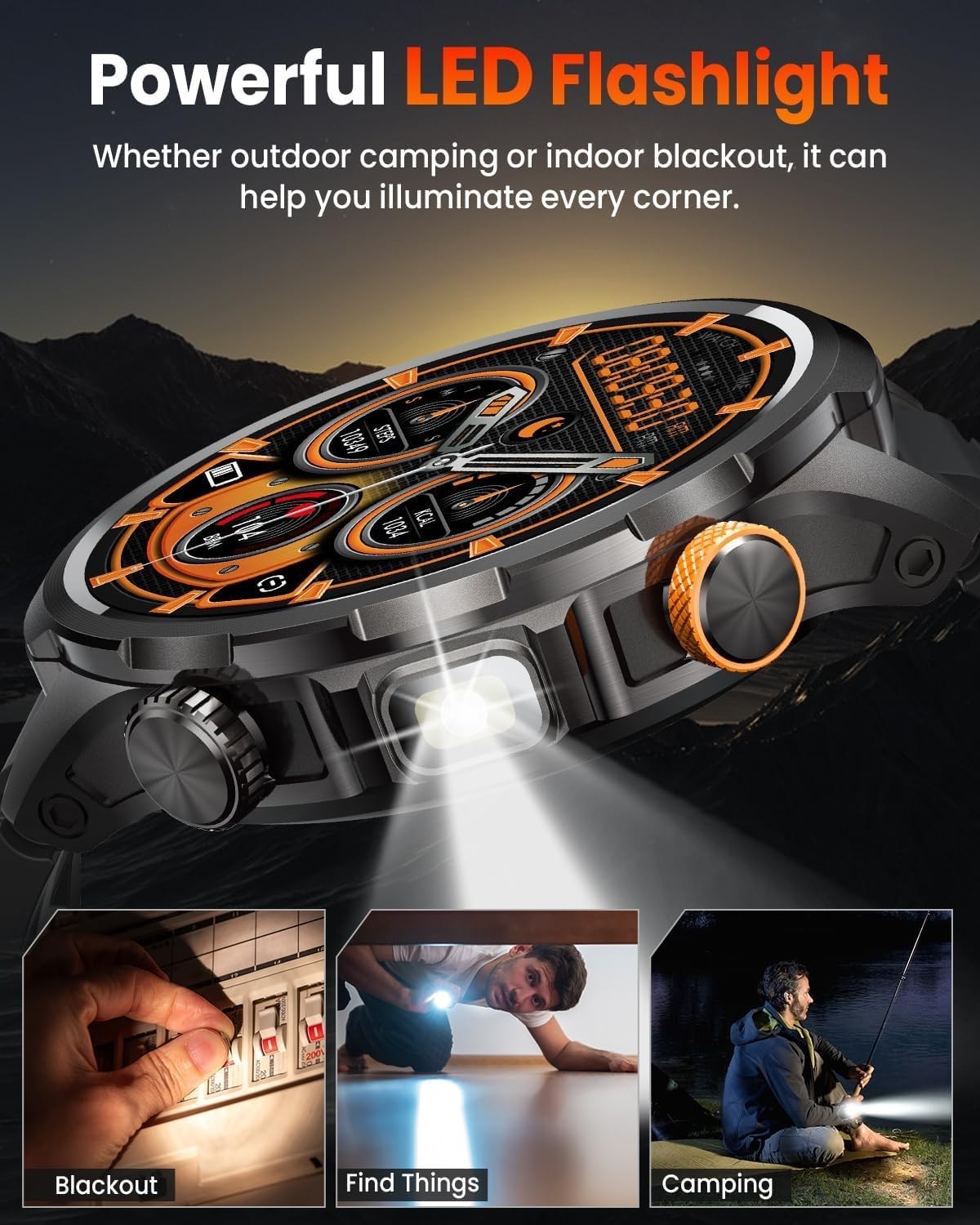 Military Smart Watch for Men Rugged Fitness Tracker Waterproof Heart Rate Sle…