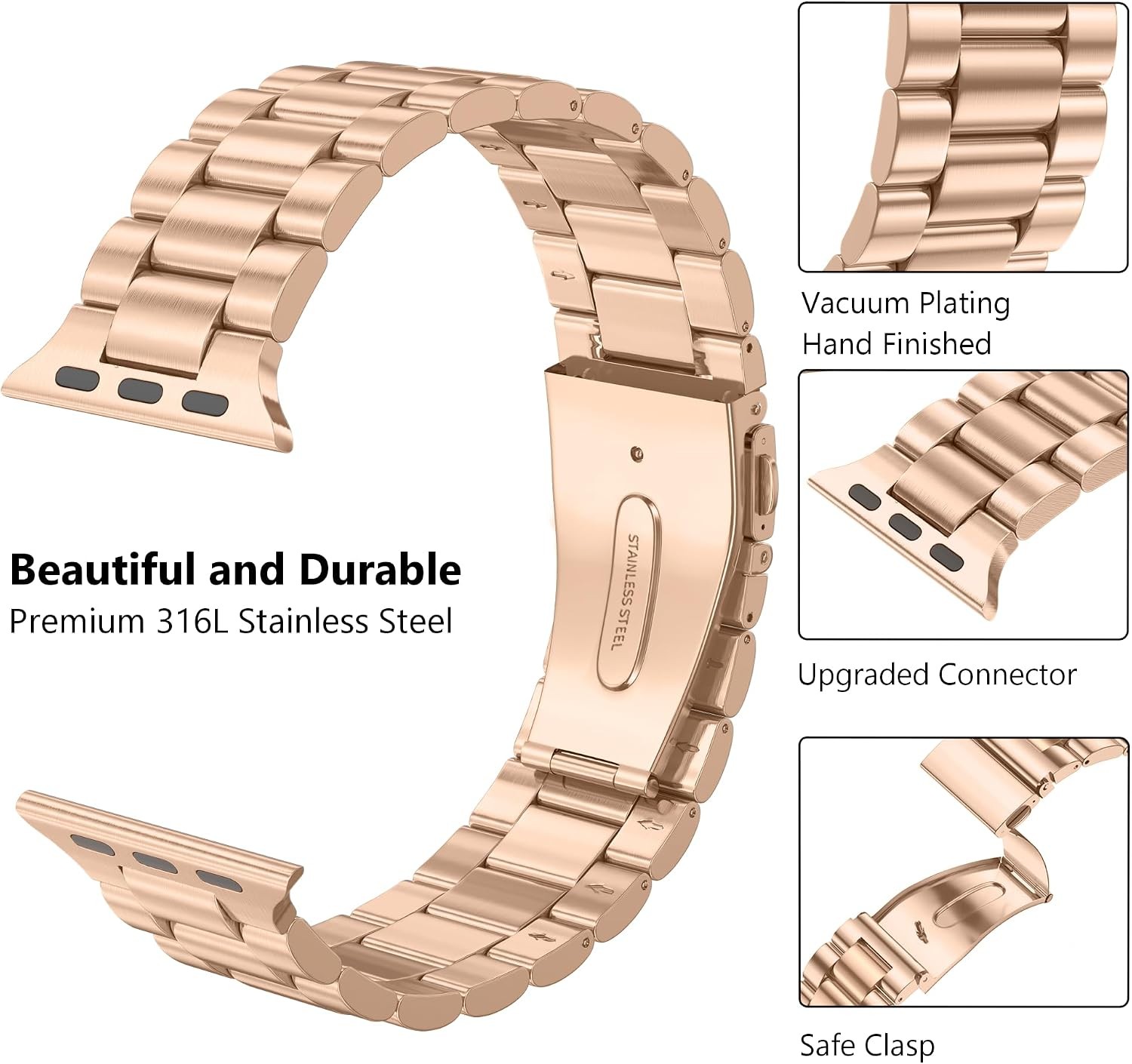 Stainless Steel Metal iWatch Band with TPU Case for Apple Watch 45mm 44mm 41mm