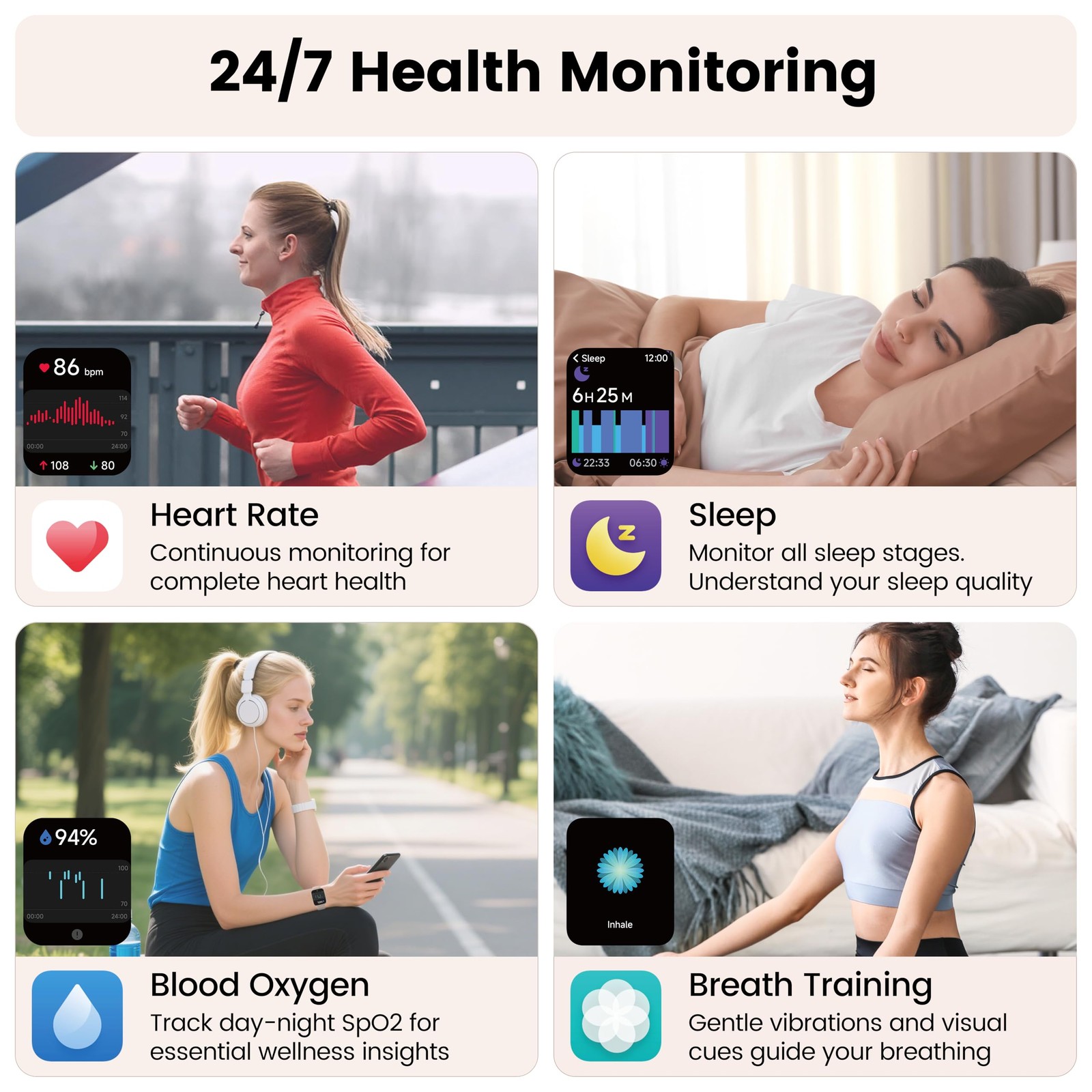 Smart Watch with Alexa Built-in, 1.83″ HD Touchscreen Fitness Tracker with Bl…