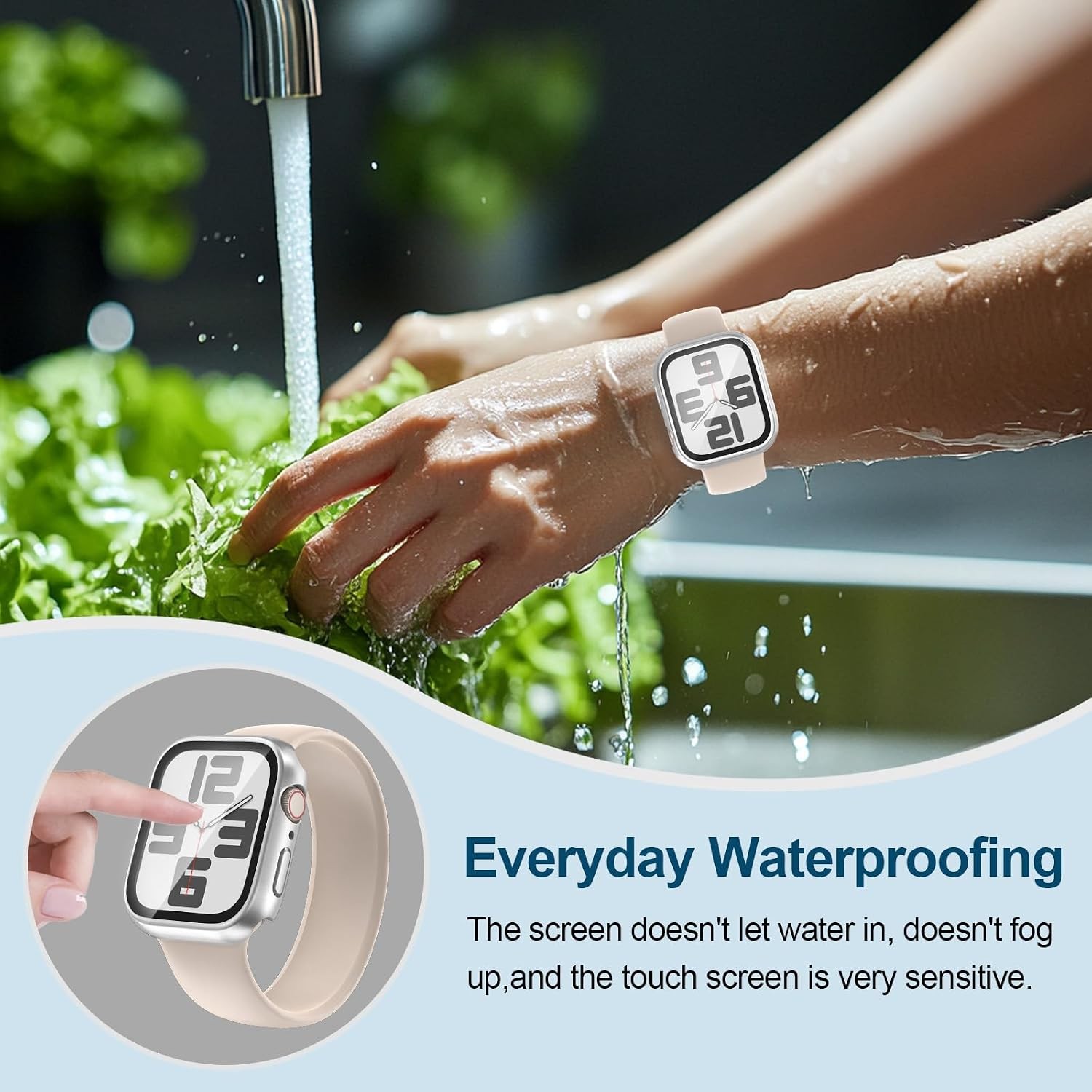 2 in 1 Waterproof Case for Apple Watch Series 9 45mm with Tempered Glass Screen