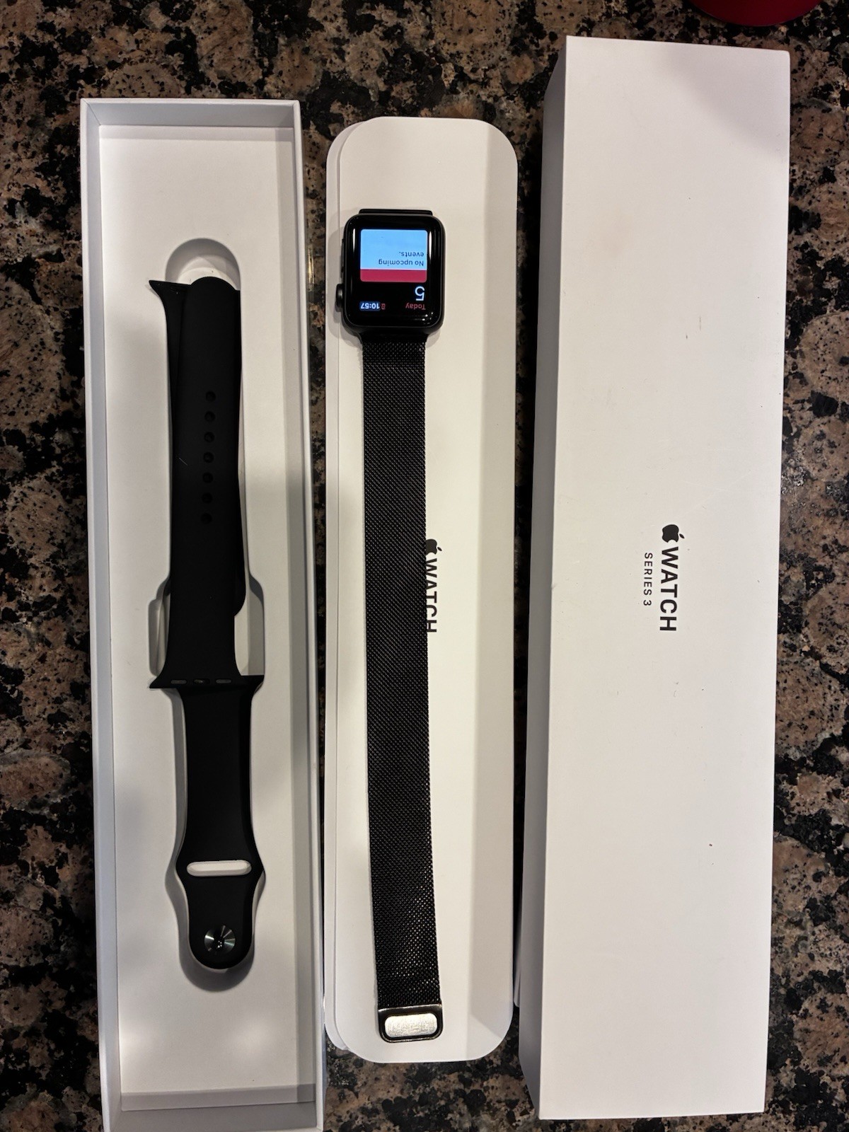 Apple Watch Series 3 38mm Space Gray Aluminum Case with Black Sport Band…