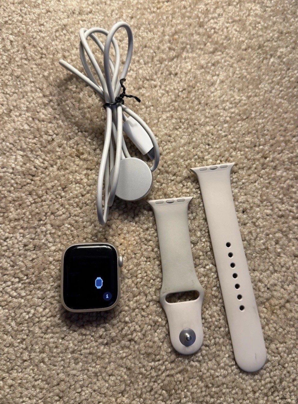 Apple Watch Series 7 41mm Aluminum Case with Sport Band – Starlight Working