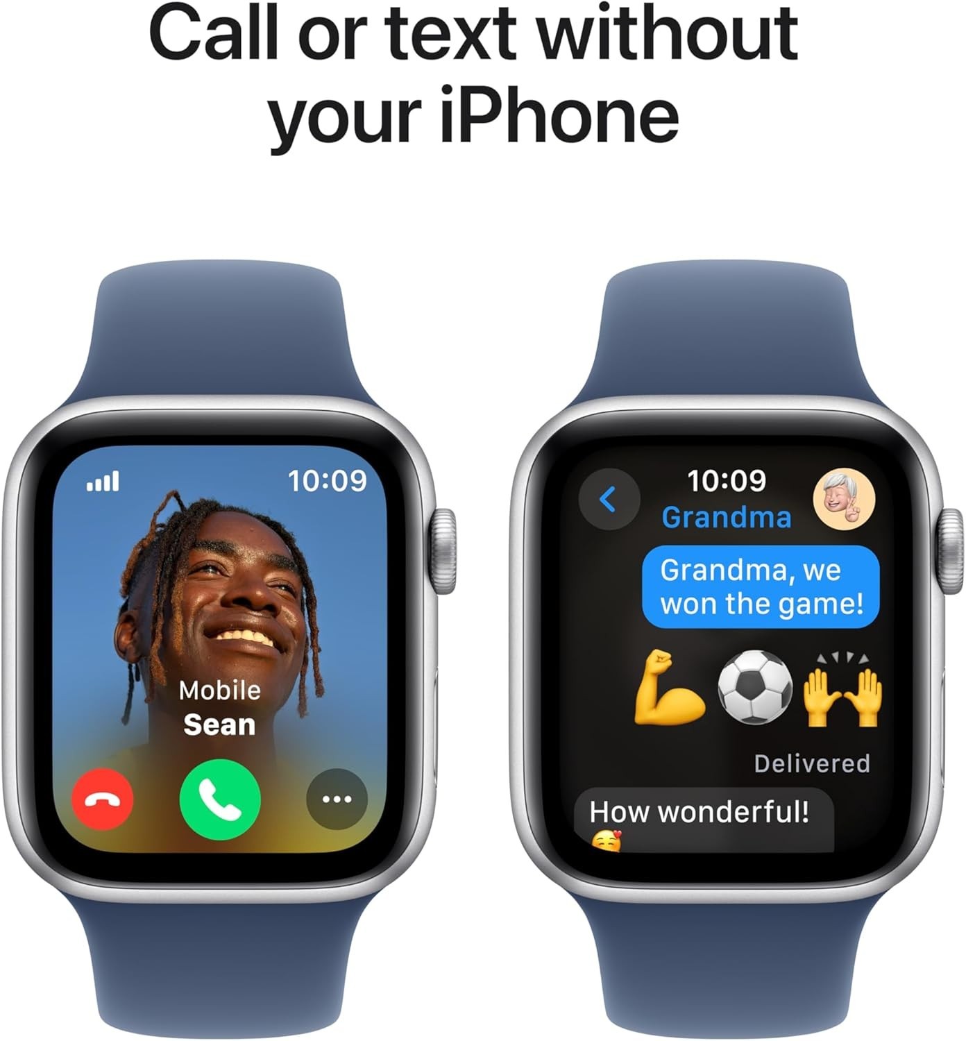 Apple Watch SE 2nd Gen GPS Cell 44mm Silver Case Denim Blue Band M/L NEW SEALED