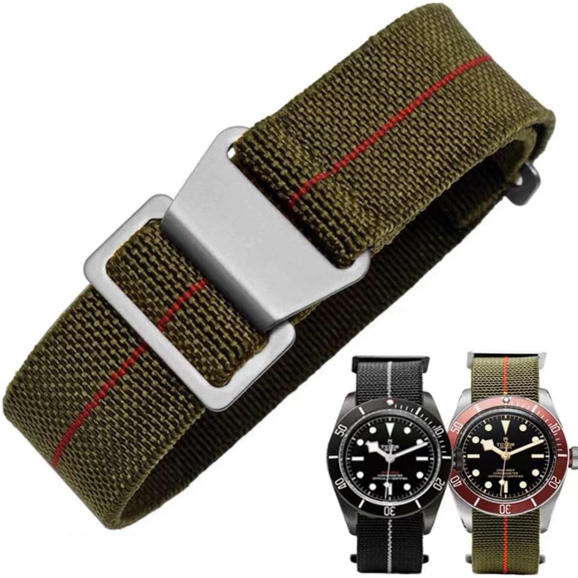 Nylon Elastic Strap for 18/20/22mm Paratrooper Watch – Military Style Band