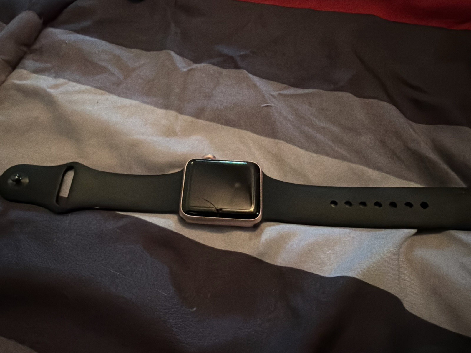 Smart Watch 42mm Silver Metal Case, Black Silicone Band, Touchscreen