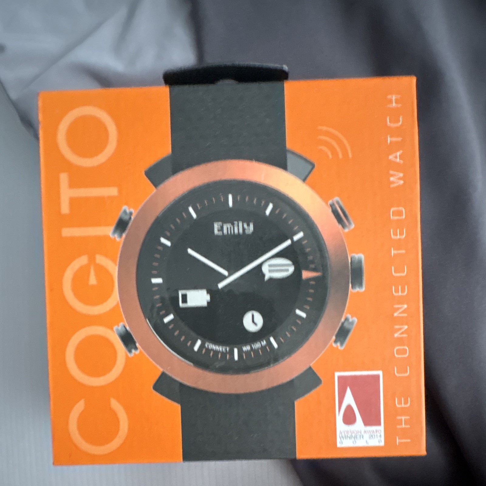 COGITO Classic Connected Watch 45mm Orange Case Black Rubber Band Bluetooth