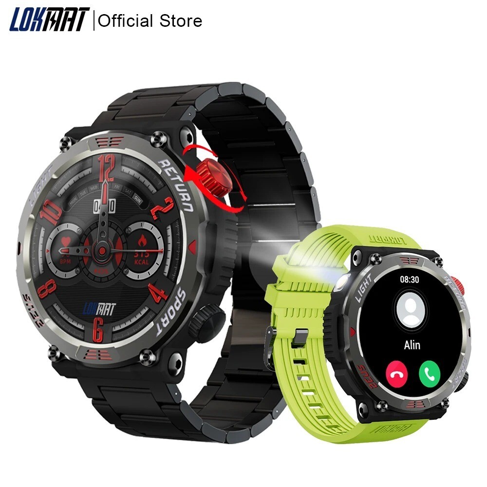 Smart Watch Fitness Tracker Waterproof Flashlight Bluetooth LOKMAT ZEUS 5 PRO