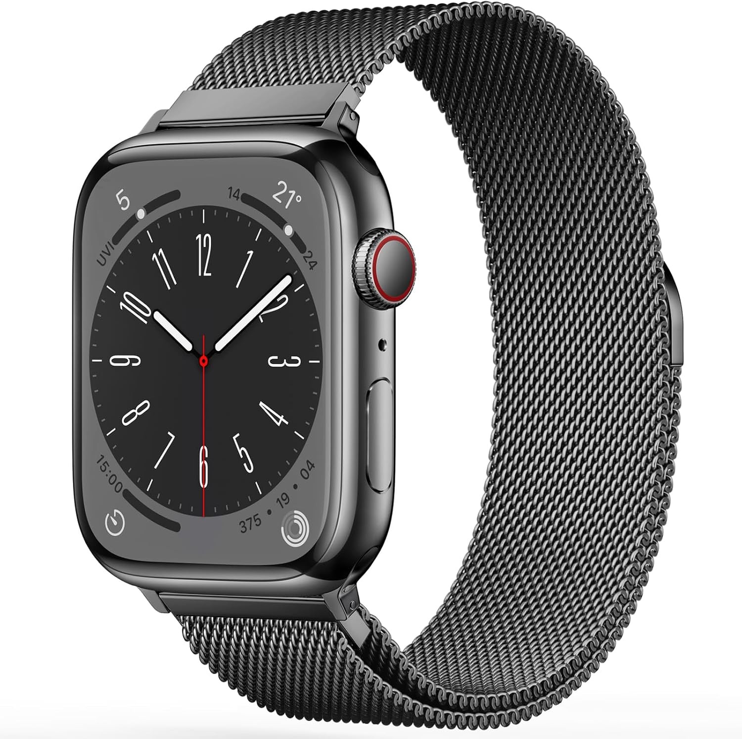 Black Milanese Loop for Apple Watch 40/41mm, Stainless Steel Mesh Strap with Mag