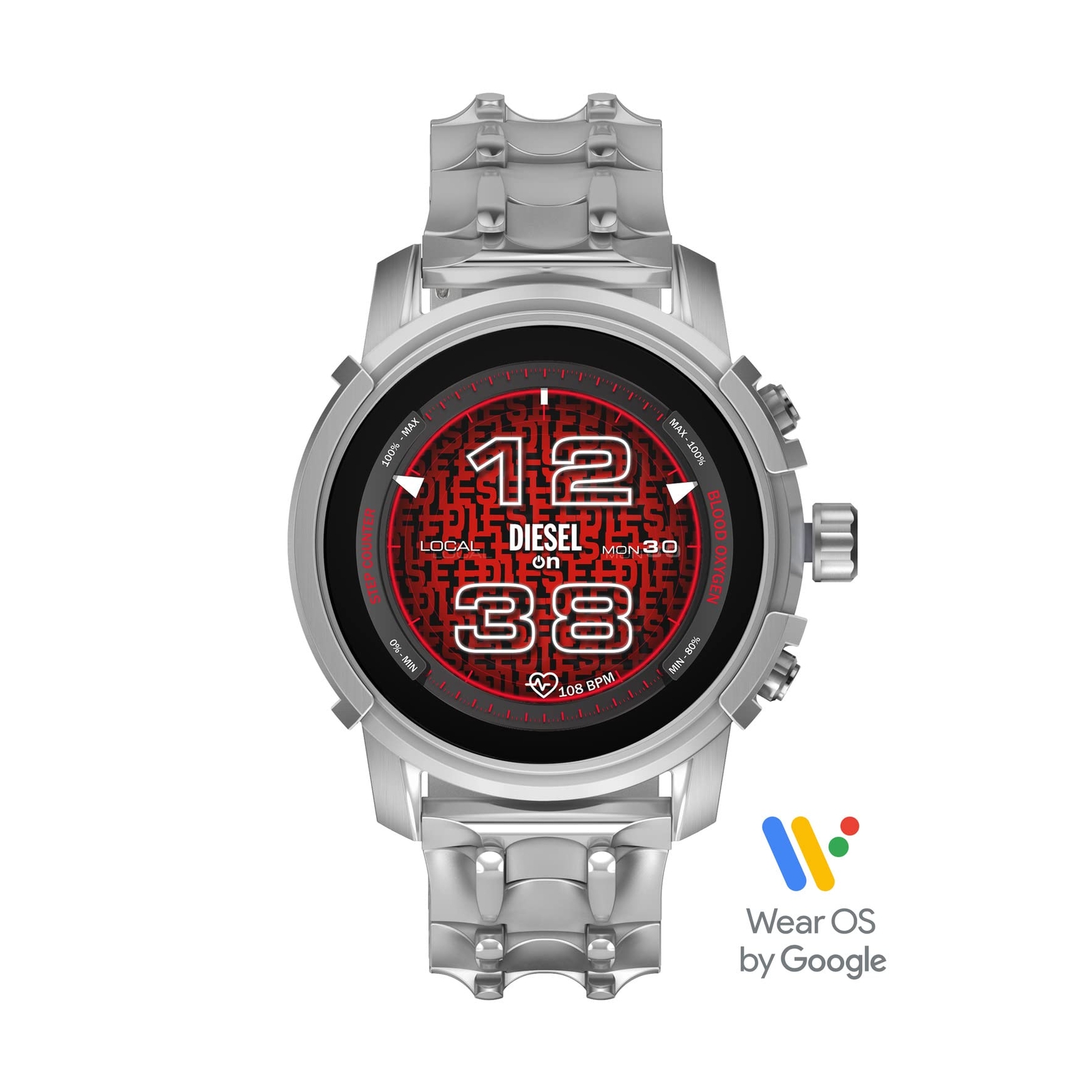 DIESEL DZT2040 GRIFFED GEN 6 SILVER STAINLESS STEEL BRACELET MENS SMARTWATCH