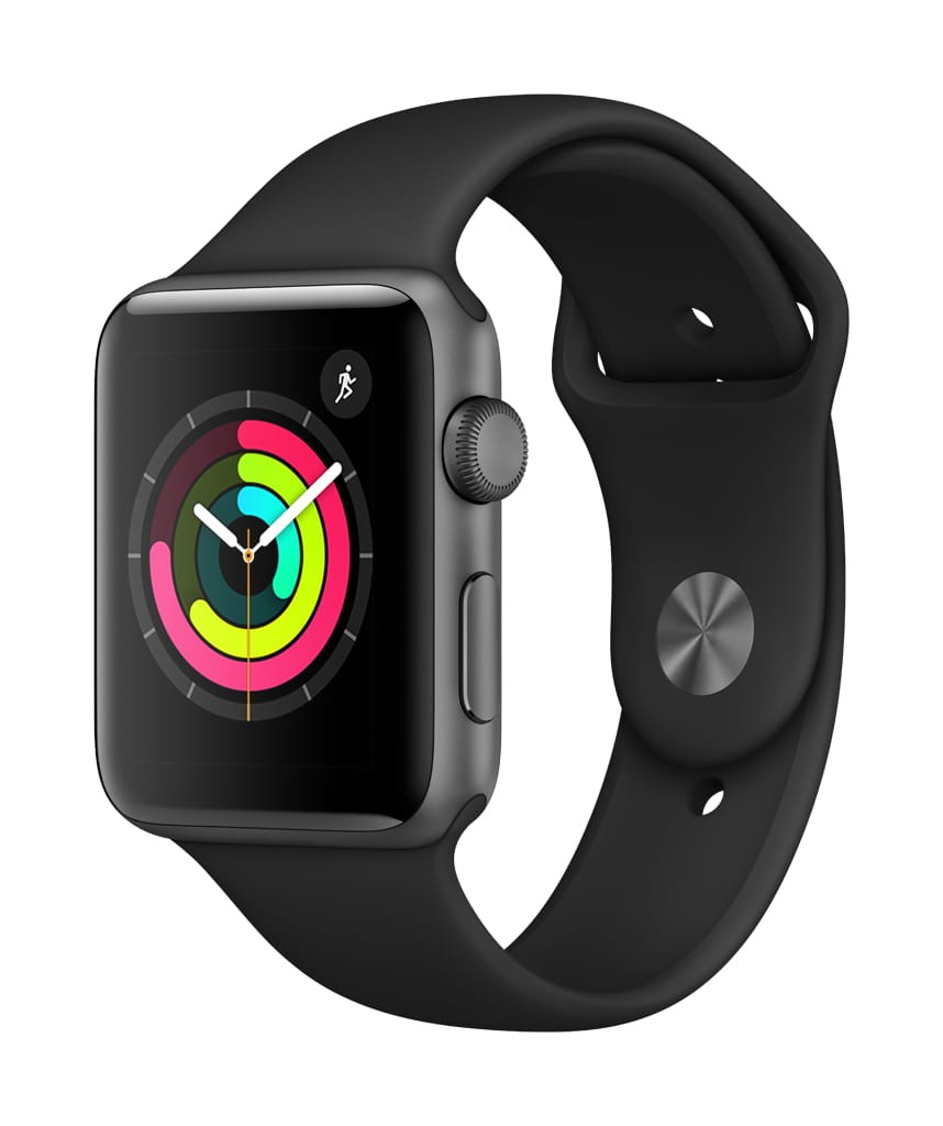 Apple Watch Gen 3 Series 3 42mm Space Gray Aluminum – Black Sport Band MTF32LL/A