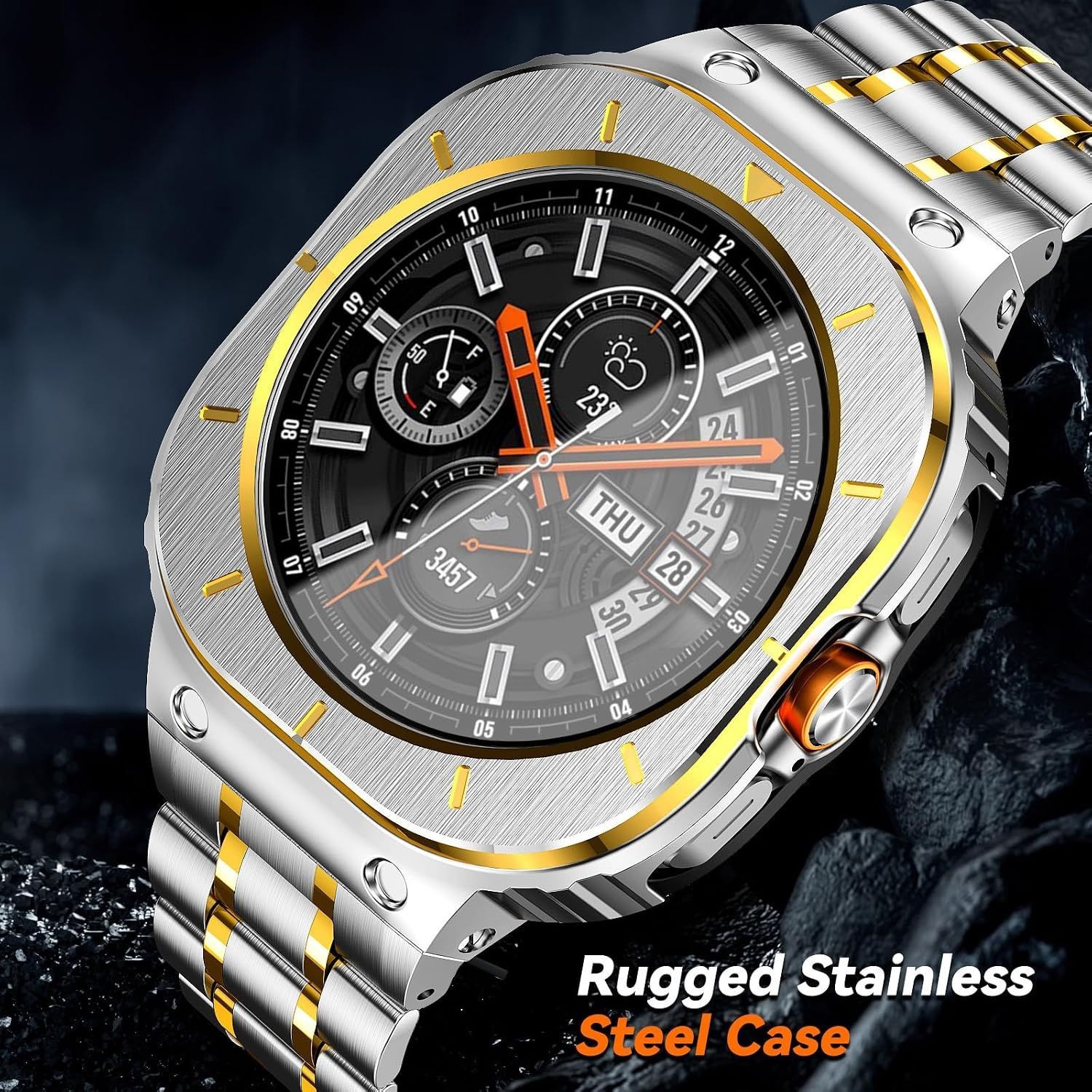 Only Case For Samsung Galaxy Watch Ultra 47mm Metal Luxury Bracelet Silver Gold