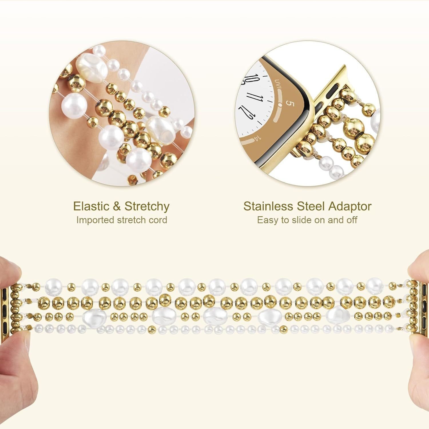Cute Handmade Beaded Bracelet for Apple Watch Bands Series 1-7, 38mm-44mm