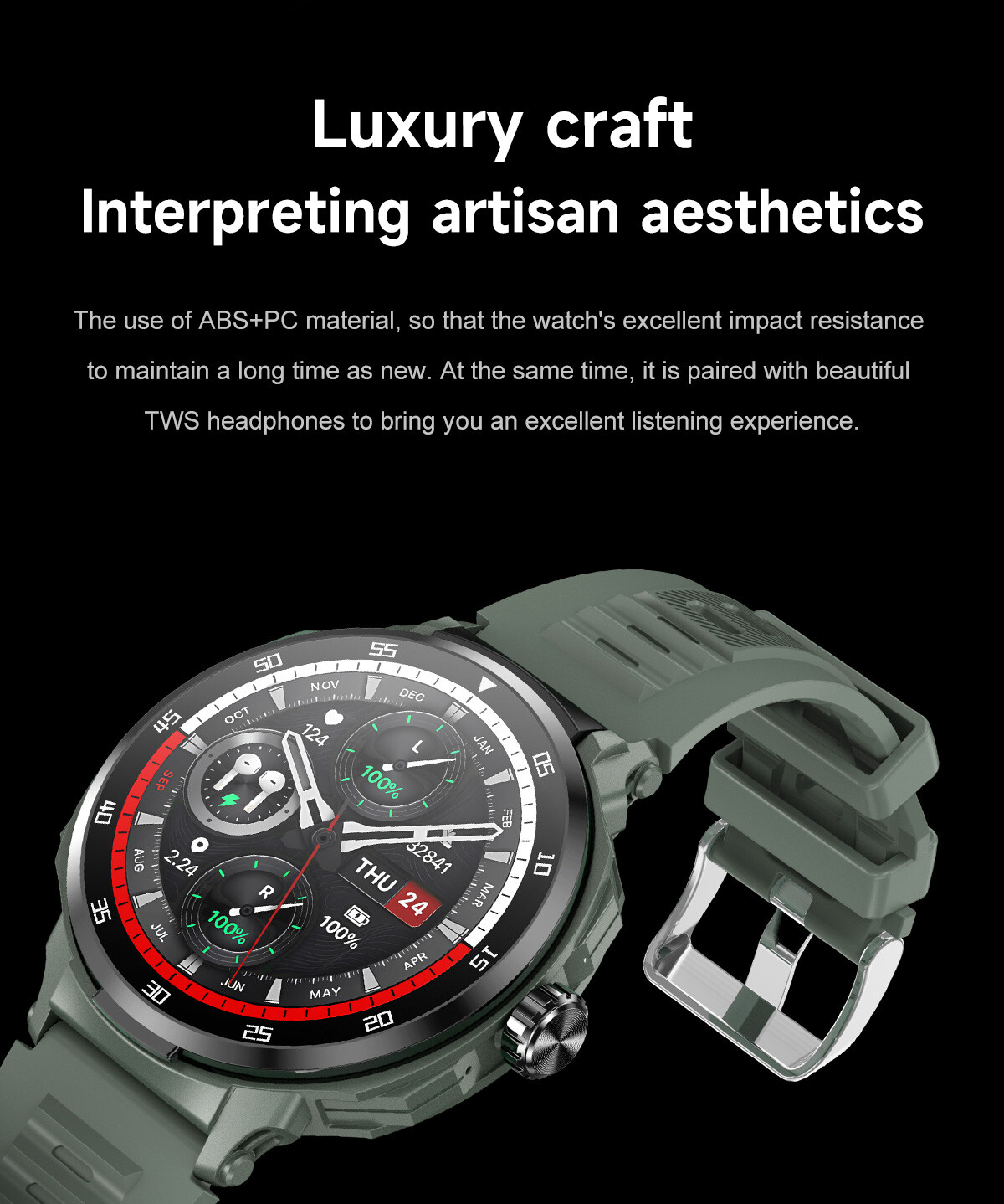 Smart Watch with Earbuds Touch Screen Sports Fitness Tracker for Men Women