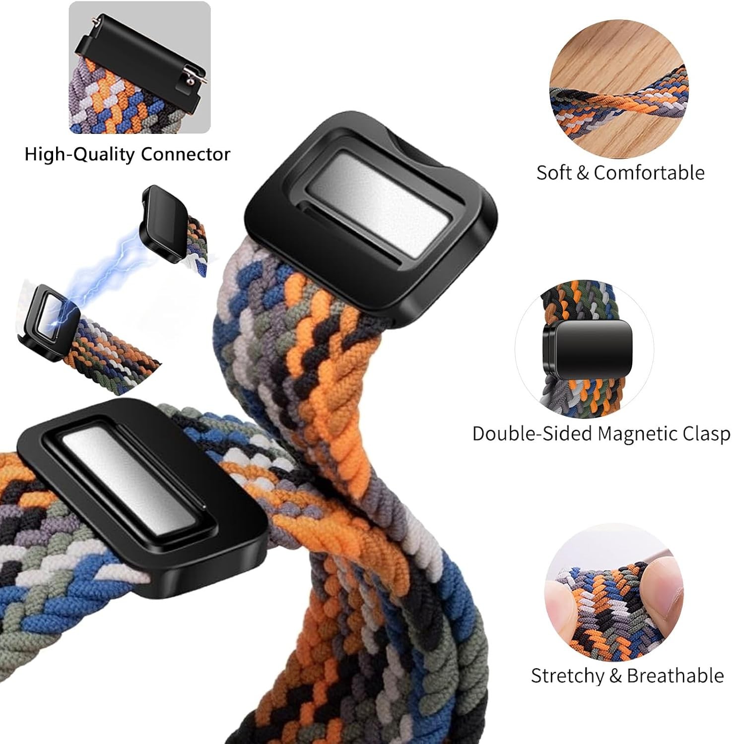 Braided Sport Band in Starlight Blue for Samsung Galaxy Watch 20mm 22mm Compatib