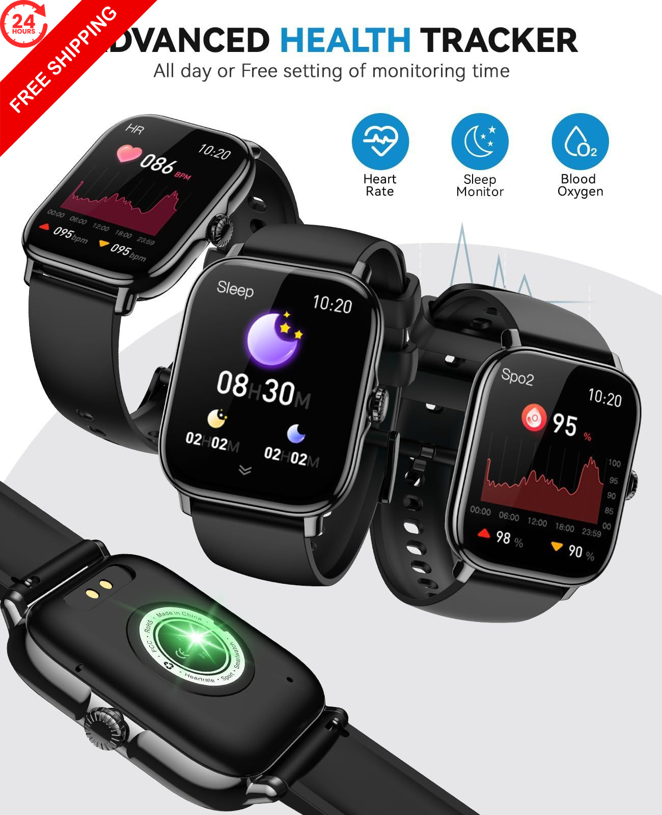 Smart Watch for Women Men- 1.91, Metallic Black Case w/ Jet Band