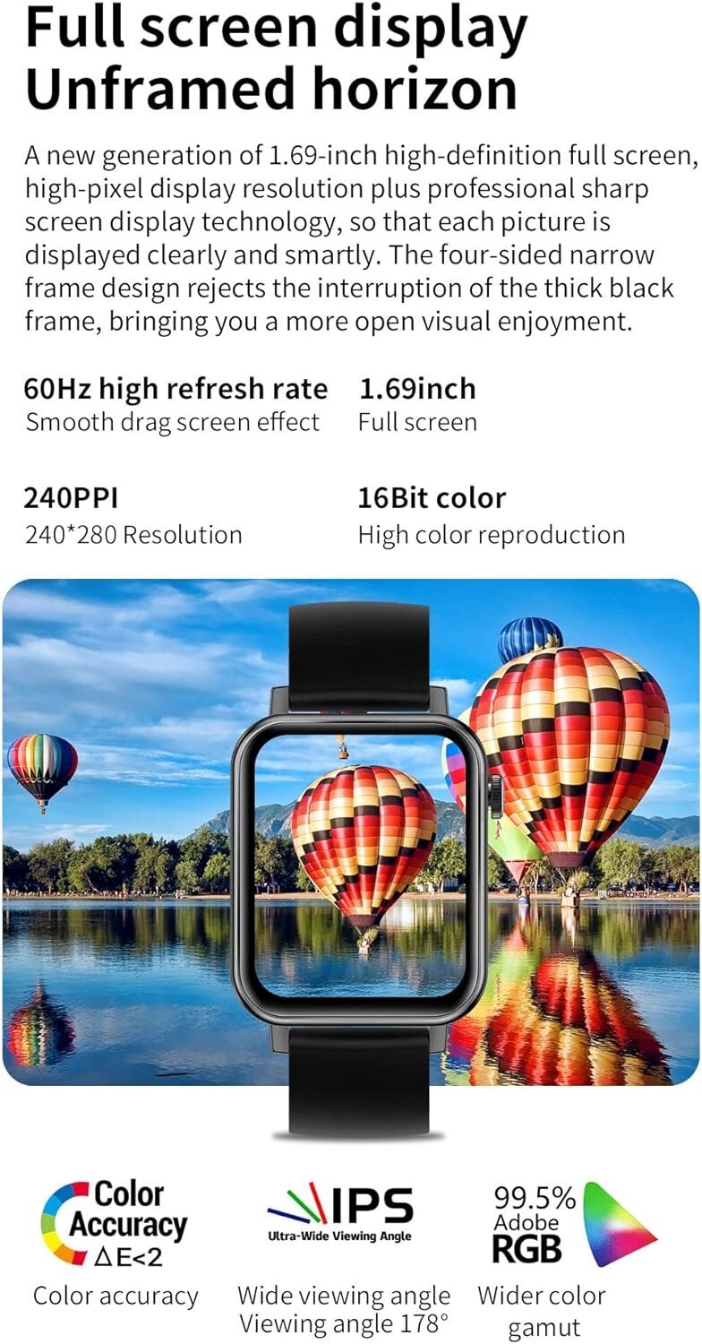 Smart Watch for Android Phones iPhone Compatible, Water-resistante Smart Watch