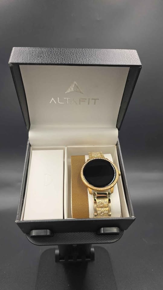 AltaFit AF25 Bluetooth Smartwatch with Extra Milanese Band Rose Gold
