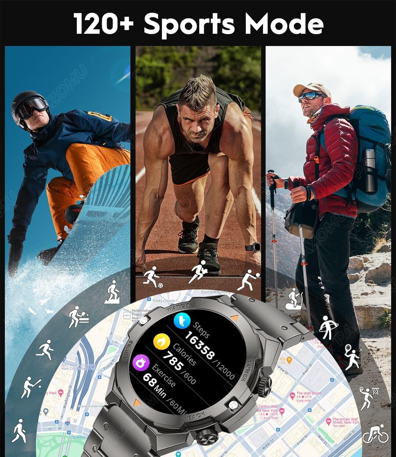 Smart Watch Answer/Make Call 2 Straps 1.46″ HD Screen Fitness Track Android iOS