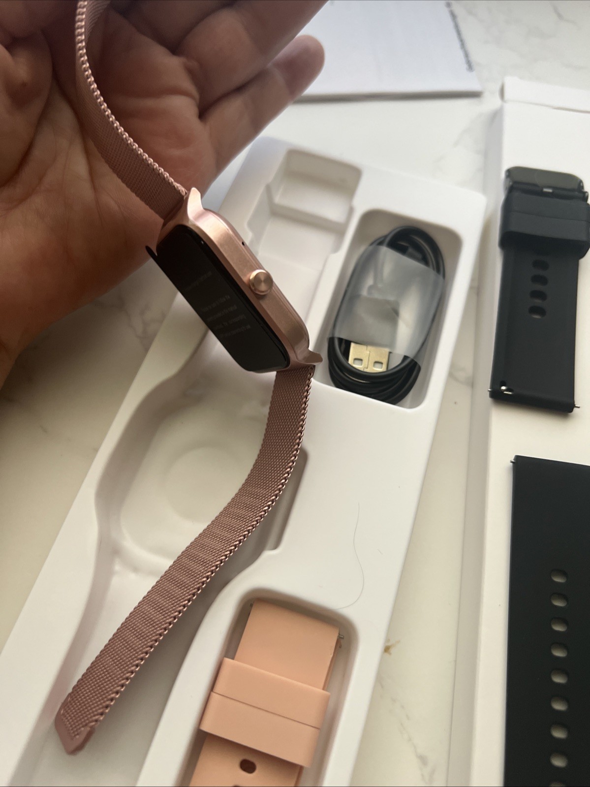 Smart Watch Set Gold Rose With 2 Extra Watch bands