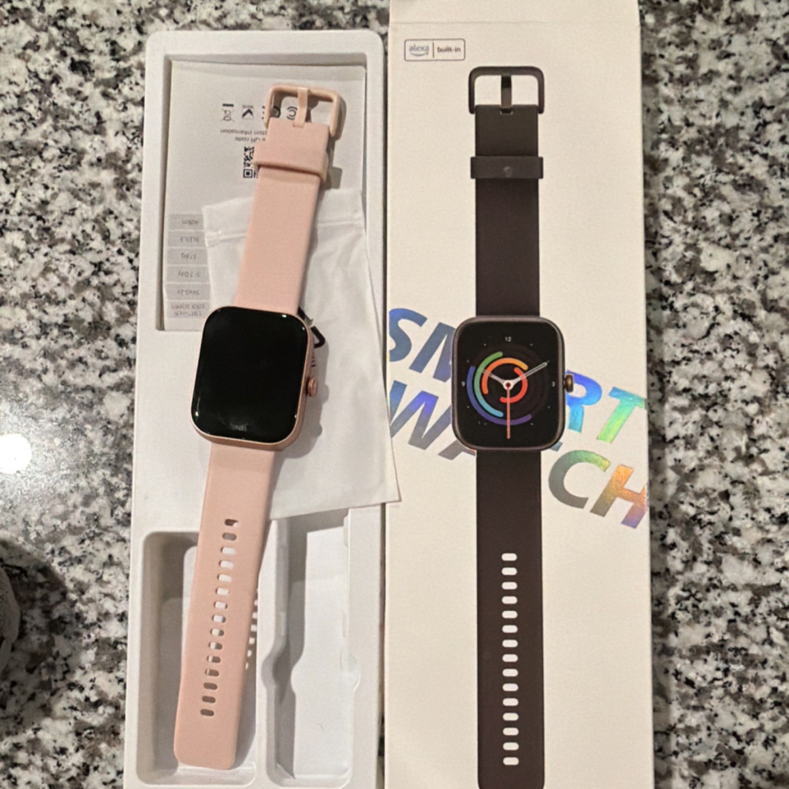 IDW20 Heart Rate Smart Watch Pink Silicone Band Rose Gold Case Model IDW20