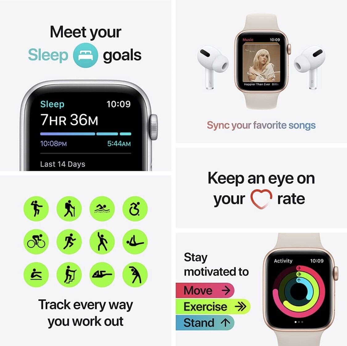 Apple Watch SE (1st Generation) 44mm Space Gray Aluminum Case with Midnight…