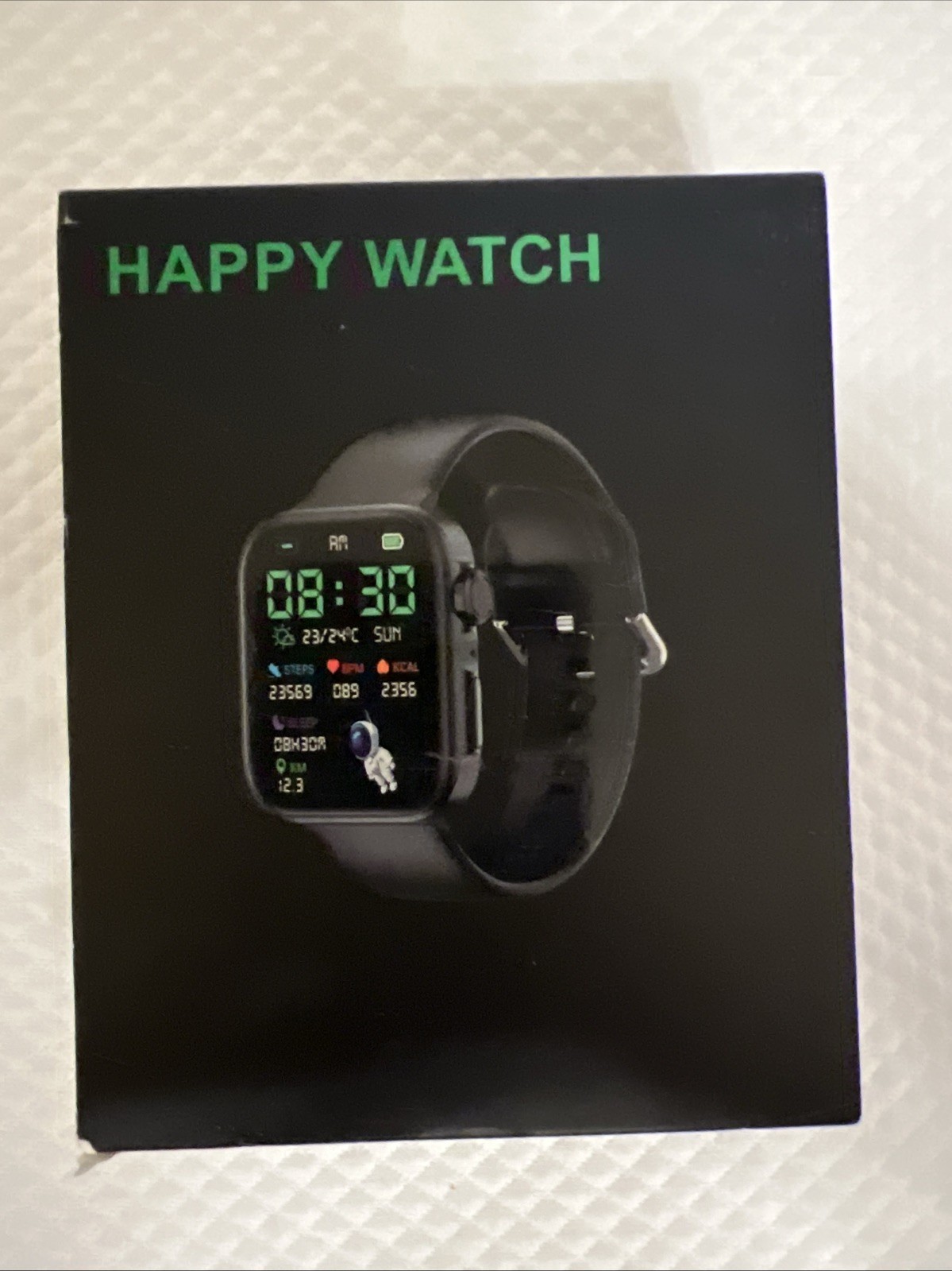 Happy Watch Black Smart Watch Sleep Monitor and Heart Rate Monitoring 1.81″ LCD