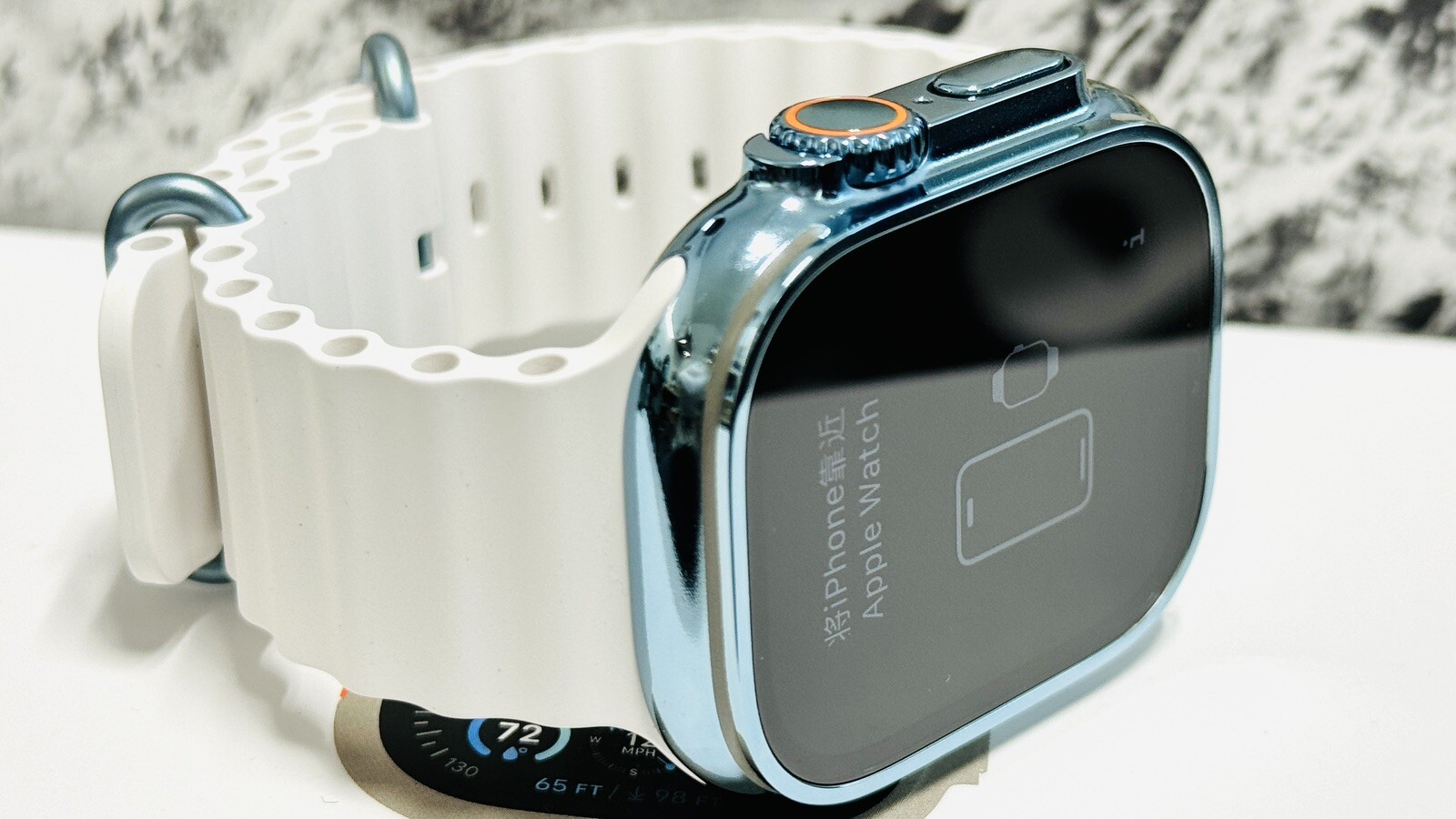 SKY BLUE Apple Watch ULTRA 3 49mm Titanium Custom Polished Anodized White Ocean