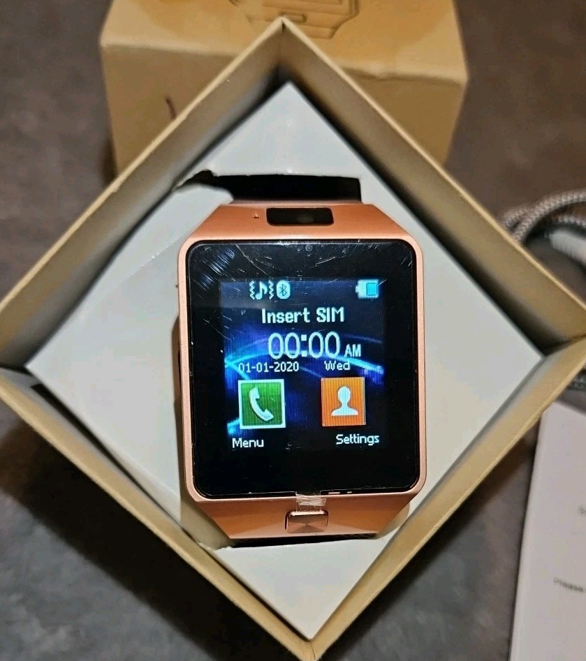 Smart Watch DZ09 Bluetooth Smartwatch with Camera Rose Case Brown Strap