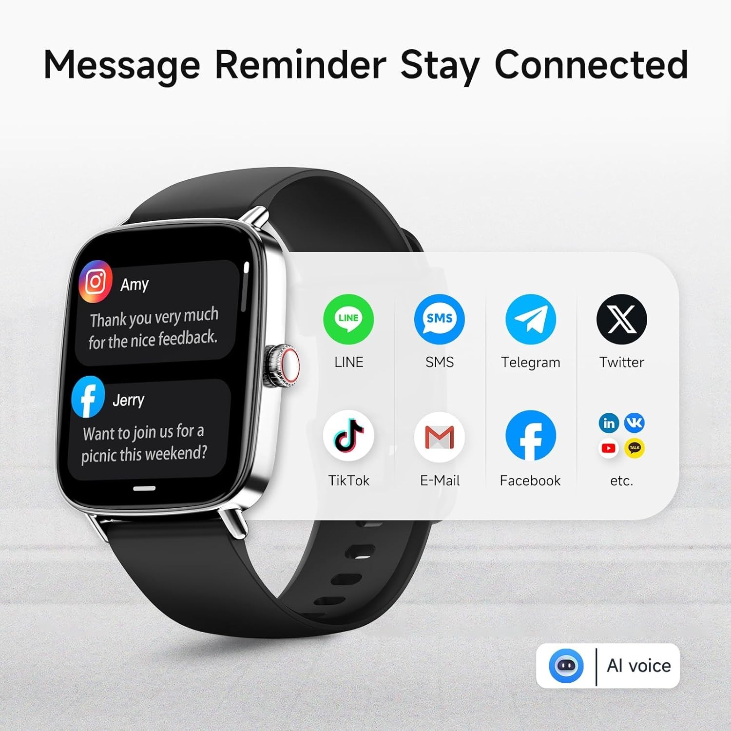 Waterproof Smart Watch for Fitness & Connectivity – 1.85″ AMOLED Display