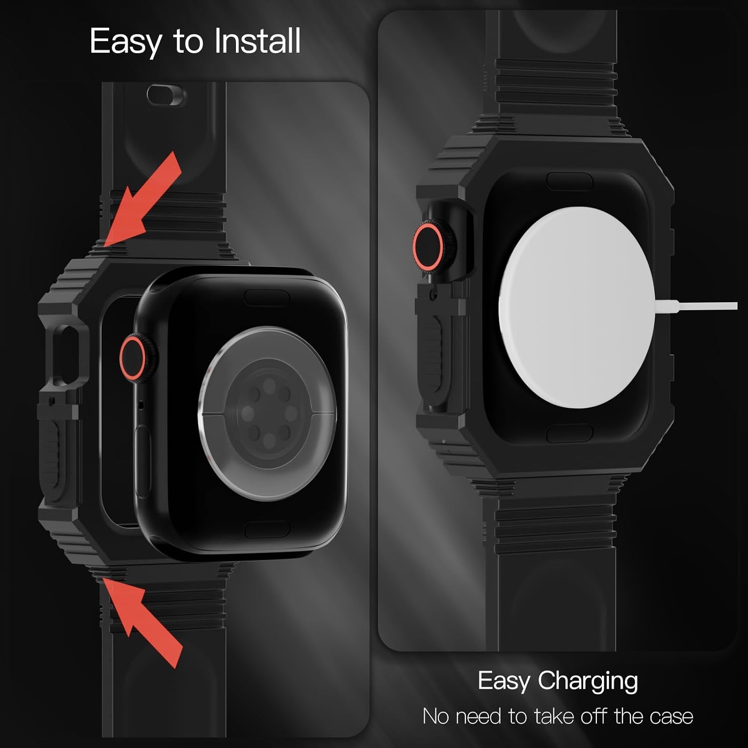 Shockproof Bumper Case for Apple Watch 38mm 40mm 41mm Rugged Silicone Sport Band