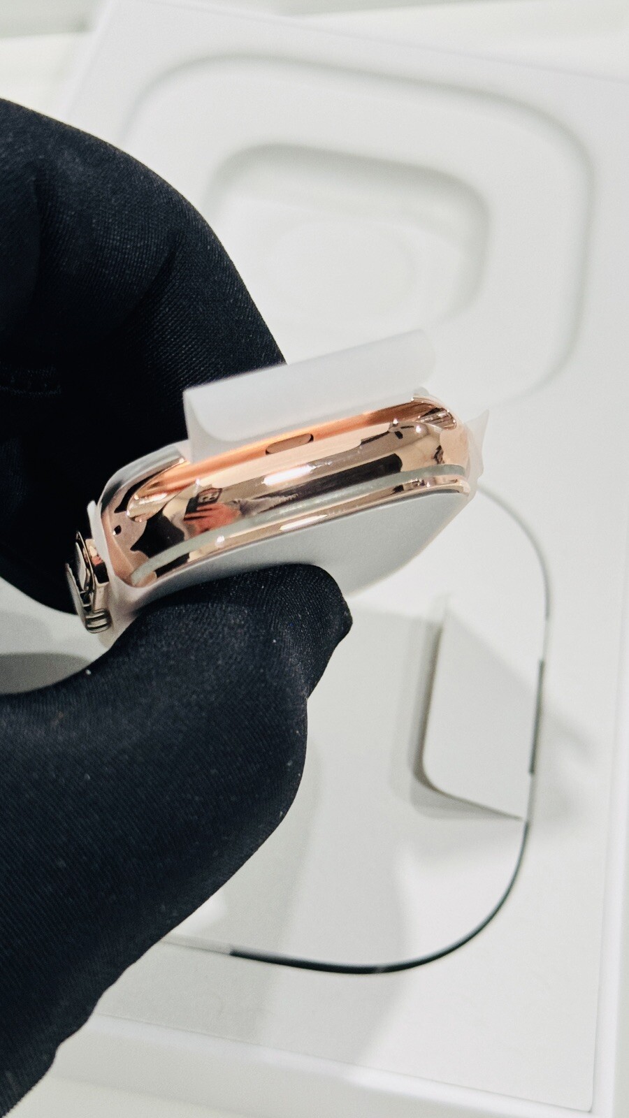 24k ROSE Gold Plated Apple Watch ULTRA 2 49mm Black Leather Band CUSTOM Lux Box