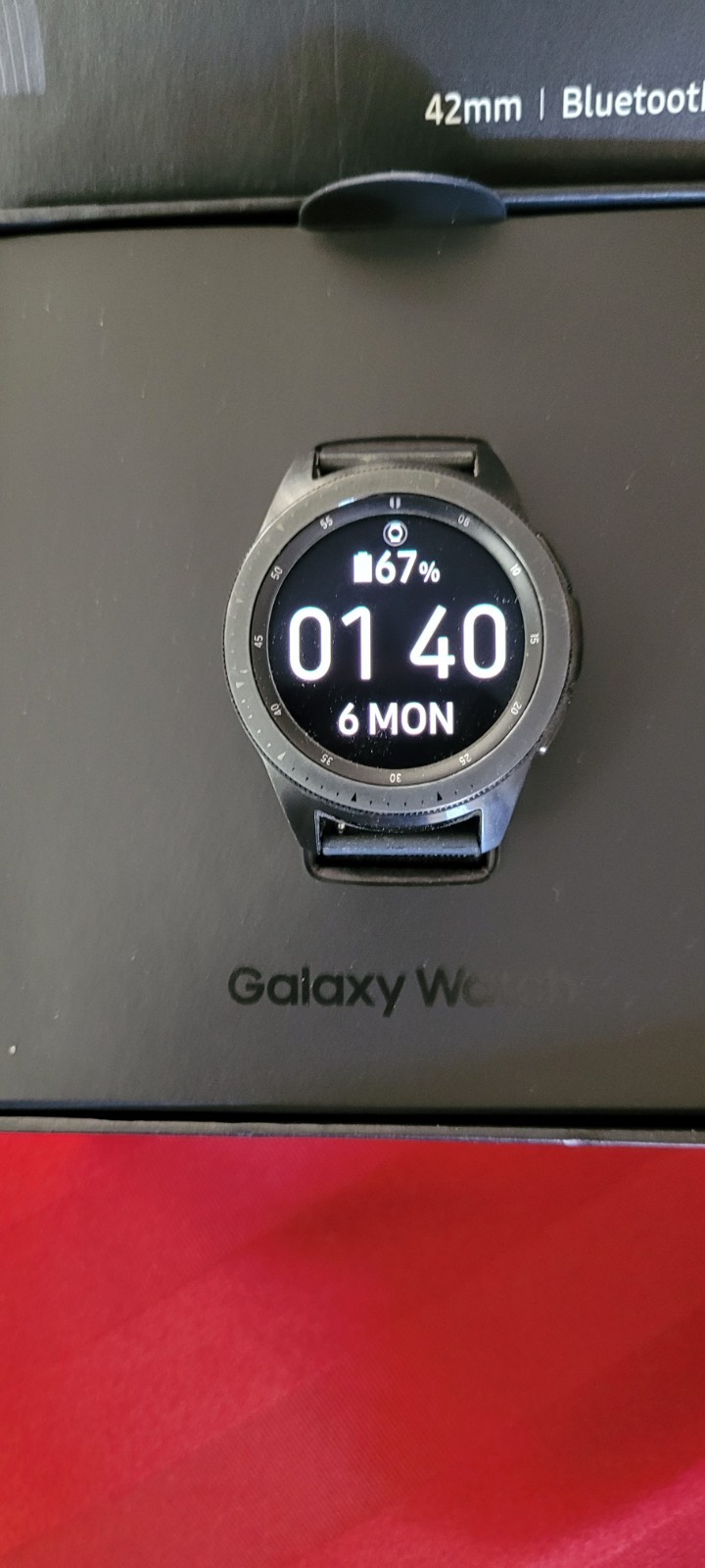 SAMSUNG GALAXY WATCH, 4G Black with upgraded watch band, 1 size fits all.