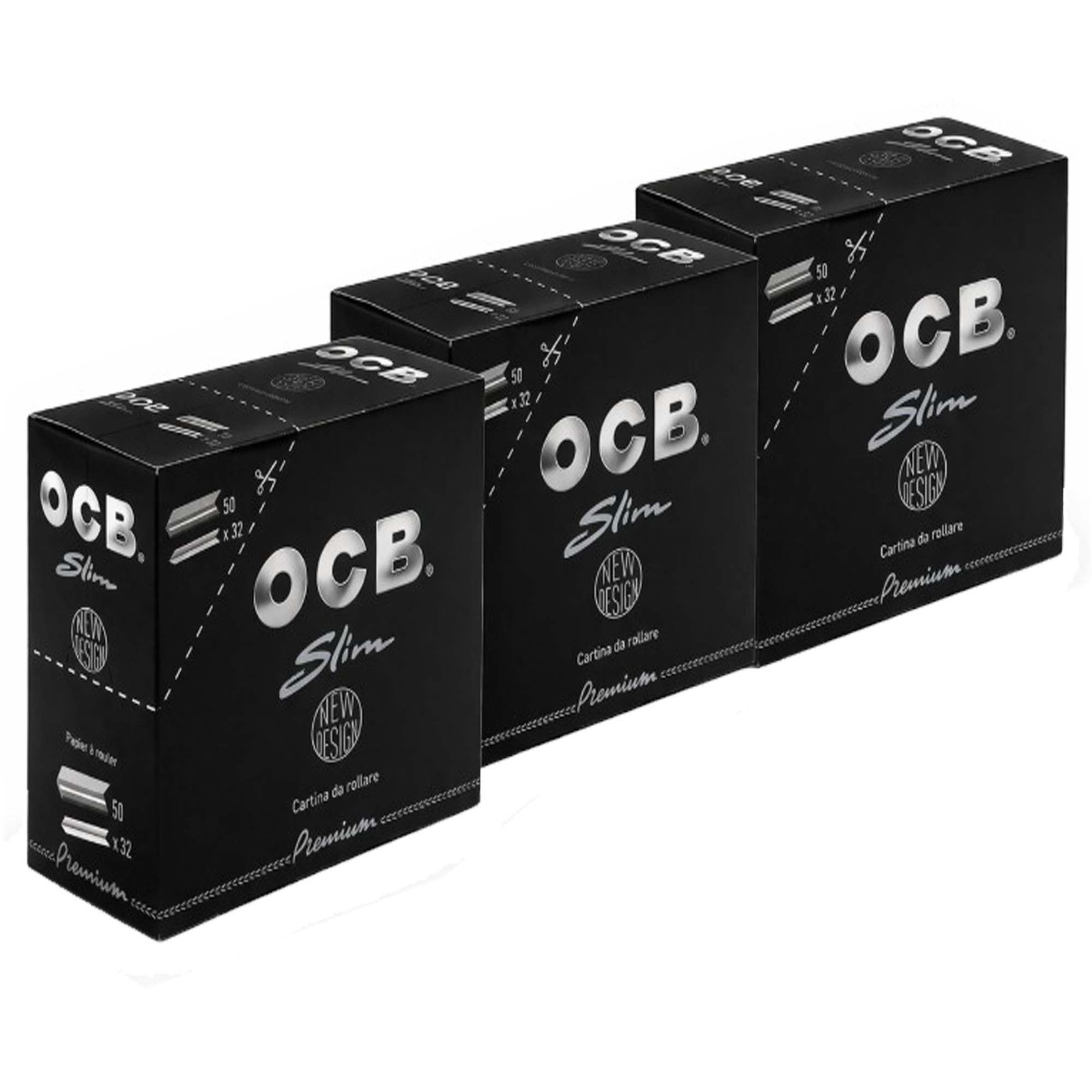 OCB Premium Black King Size Slim Cartine 50 Libretti Box 3 Pack