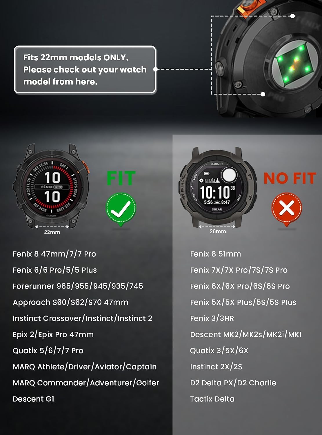 22mm Nylon Strap Compatible with Garmin Fenix 8 47mm, Magnetic Clasp