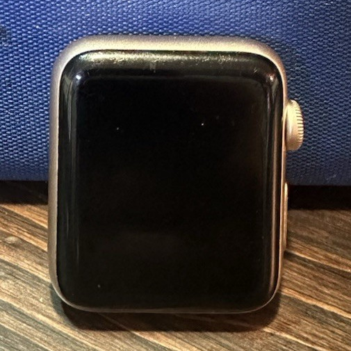 Apple Watch Series 2 42mm Gold Aluminum Case Rugged Black Silicone Band