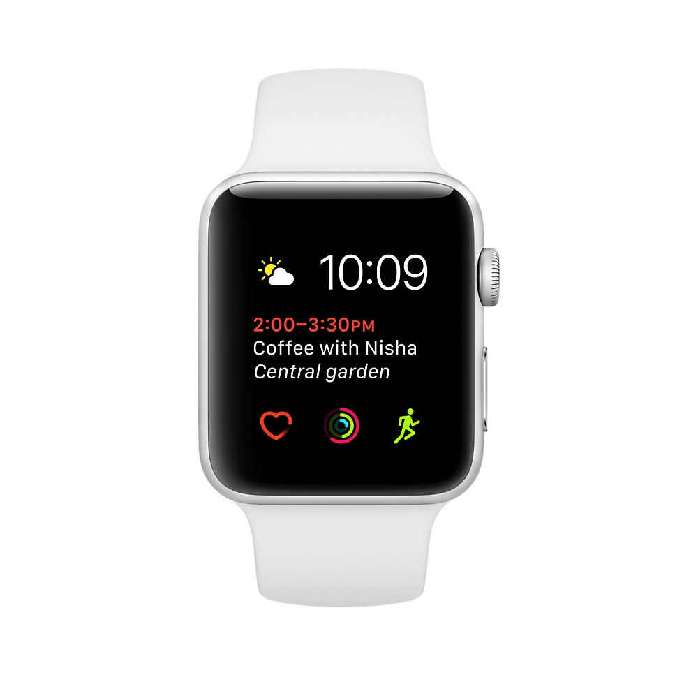 Apple Watch Series 1 42mm Silver Aluminum Case, White Sport Band – MNNL2LL/A