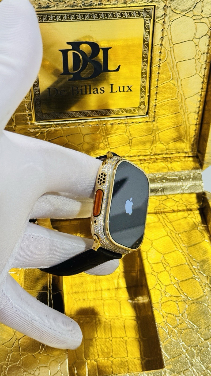 ✅ Custom 24k Gold Apple Watch Ultra 2 Zircon Diamonds + Luxury Box | Authentic ✅