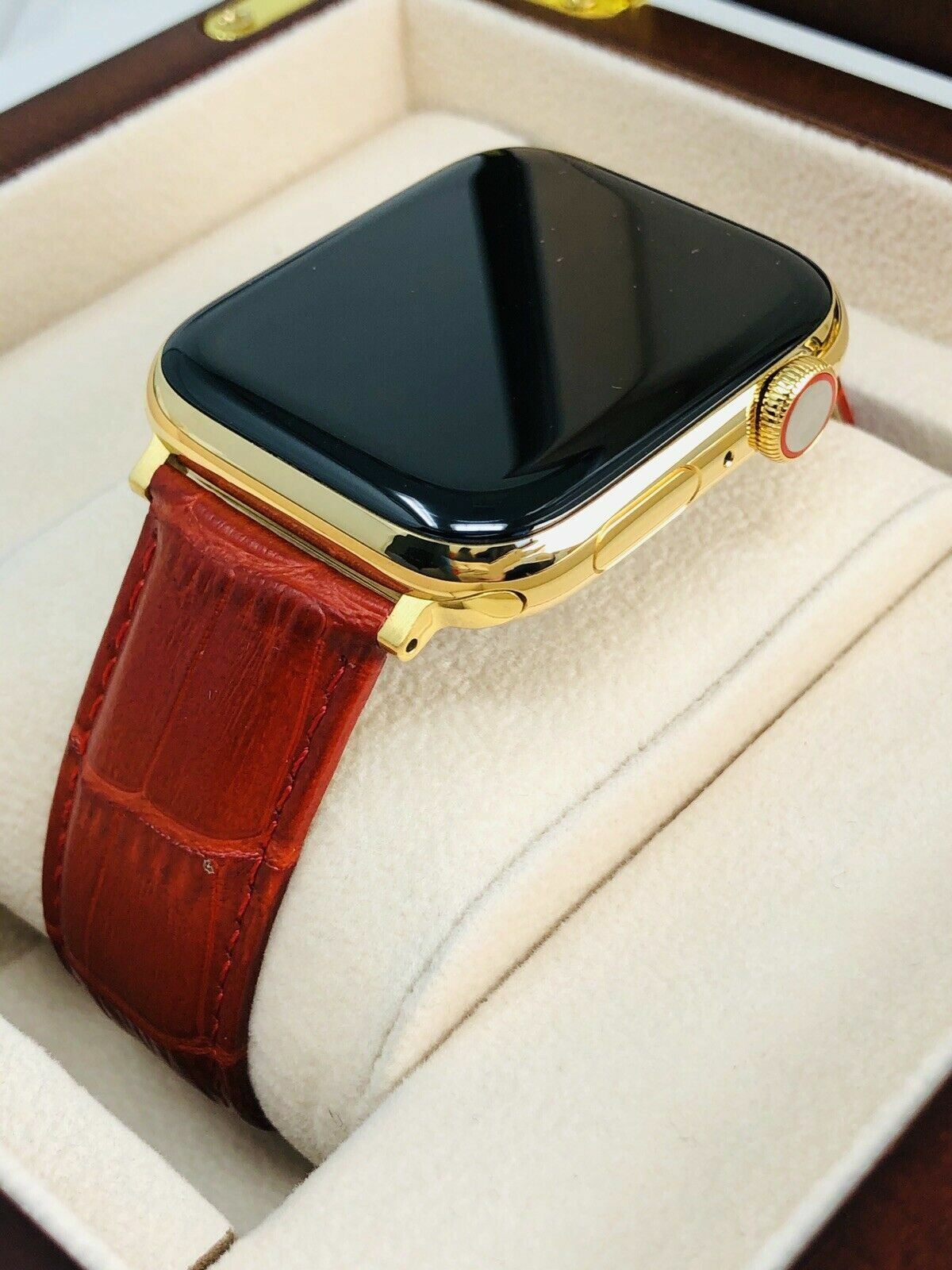 24K Gold Plated 41MM Apple Watch SERIES 9 Stainless Steel Red Band GPS LTE O2