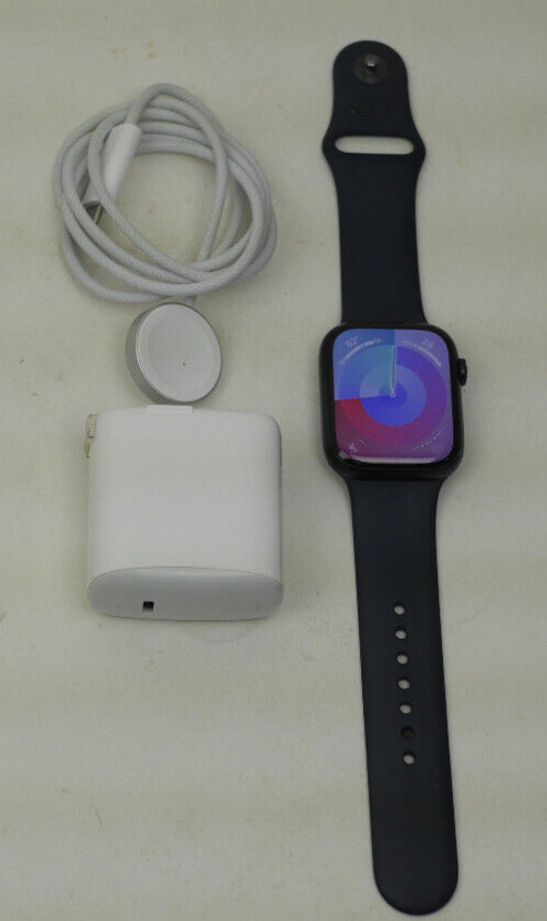 Apple Watch Series 7 (GPS) 45mm Aluminum Case w/Black Band A2477 MKM63LL/A