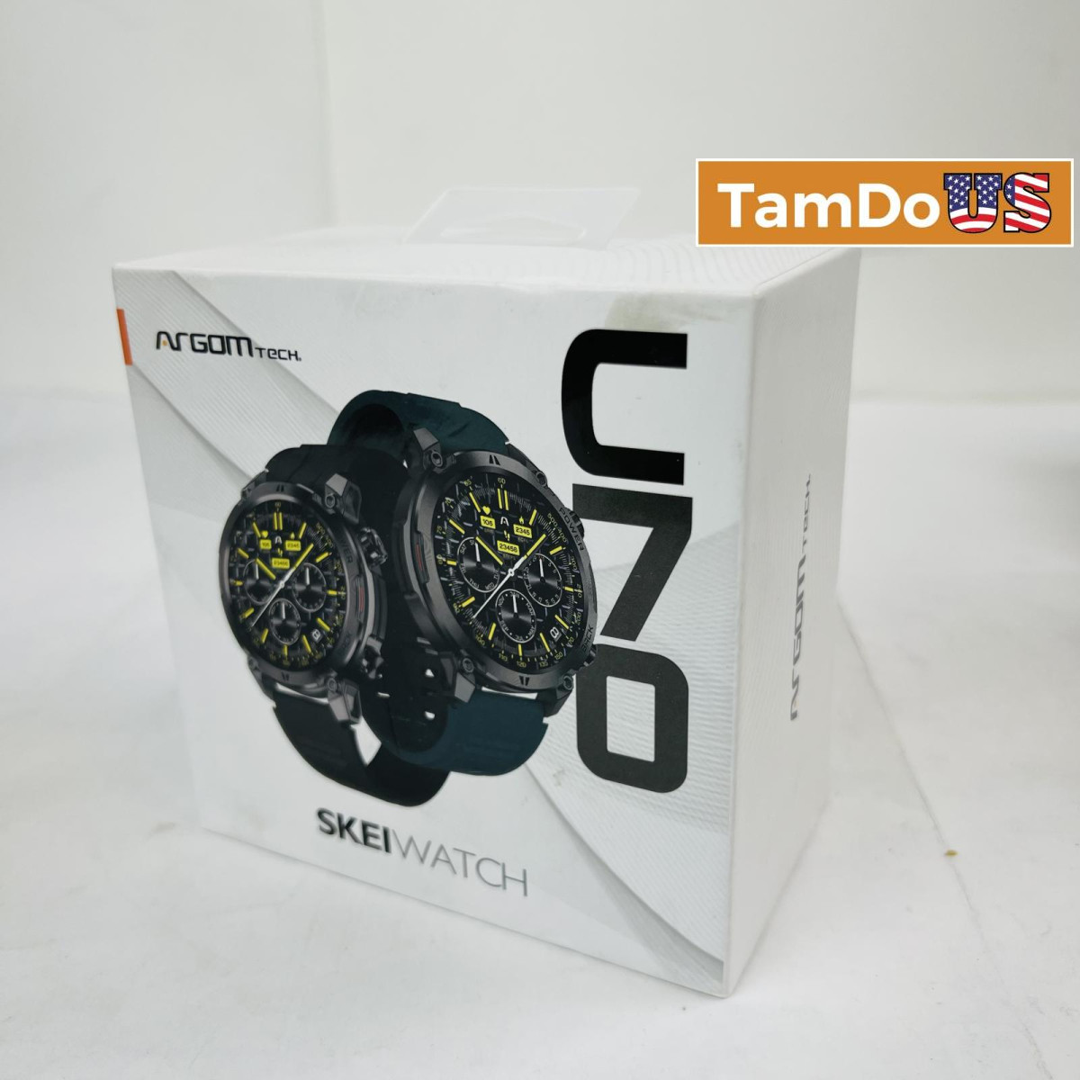 ArgomTech SkeiWatch C70 Smartwatch | Black AL Case, 2 Bands, Heart Rate, SpO2