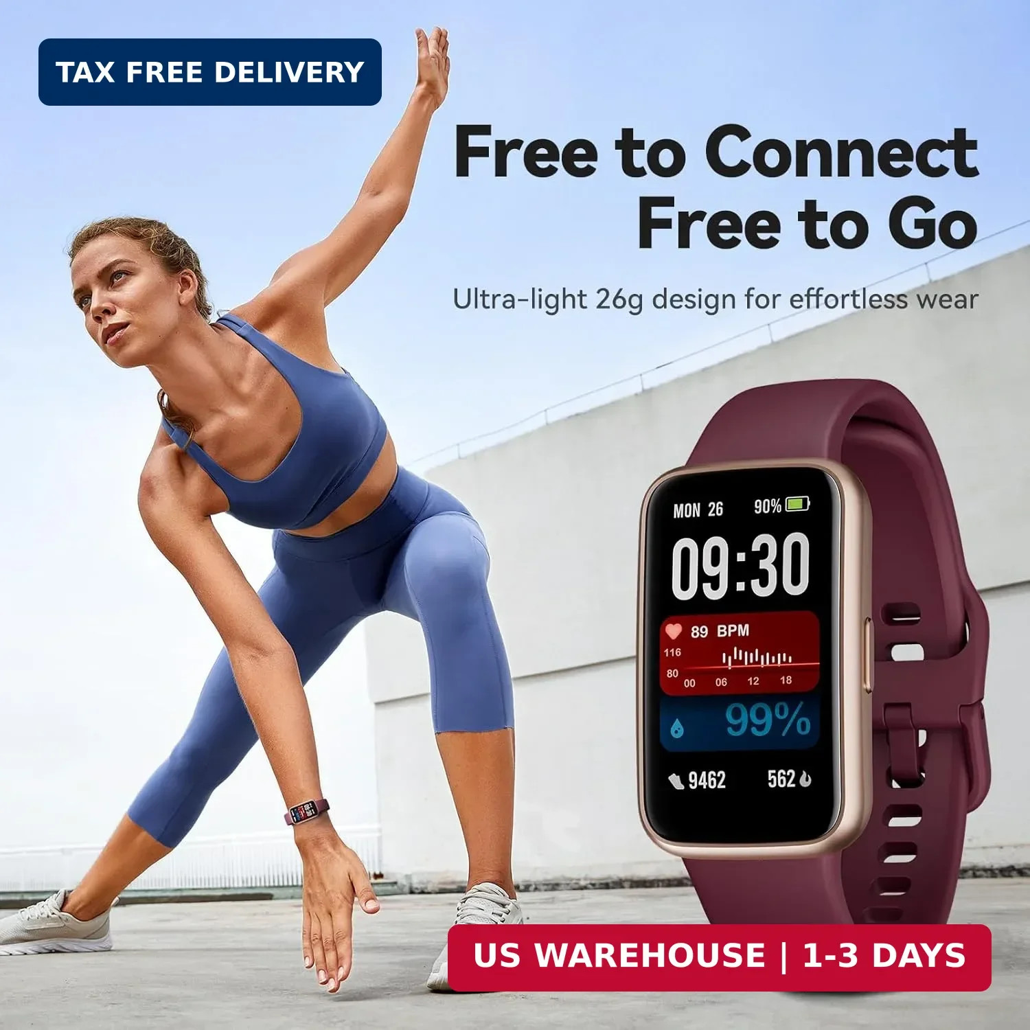 Fitness Tracker Smart Watch, 1.47″ Color Screen, 100+ Sports, Purple | Heart Rat