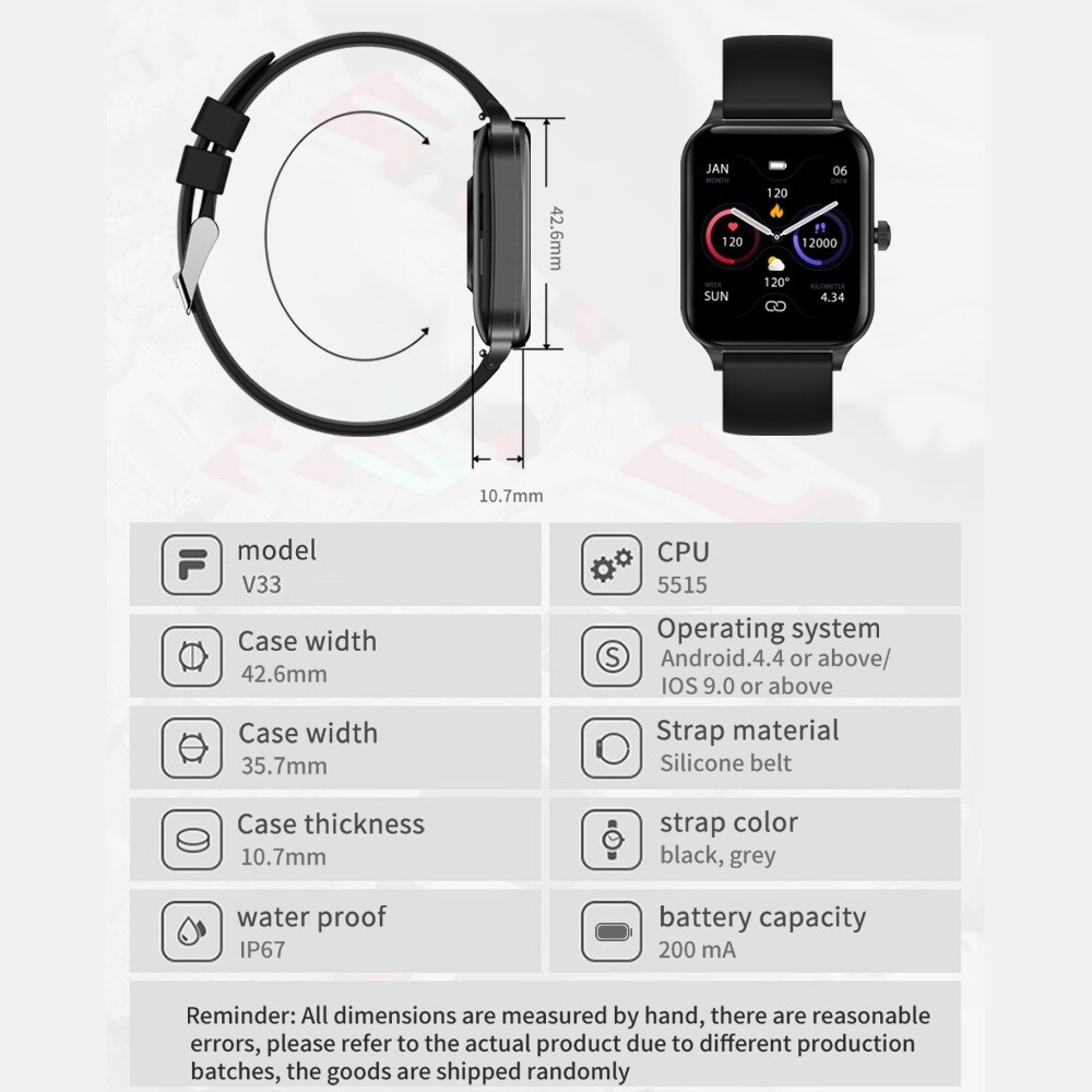 Gray Smart Watch – Great for Fitness Workouts, Daily Life & Office Wear