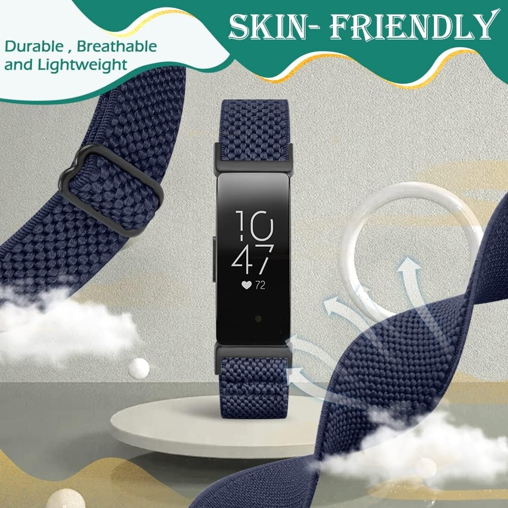 Elastic Adjustable Nylon Bands for Fitbit Inspire 3, 22mm Soft Stretch Straps